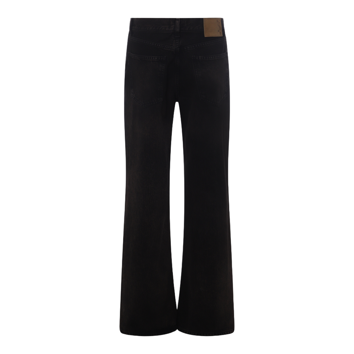 High-Waisted Flared Jeans with Washed Black Finish