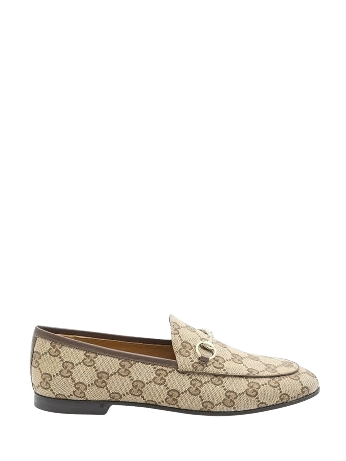 Beige Canvas Slip-On Loafers with Monogram Pattern
