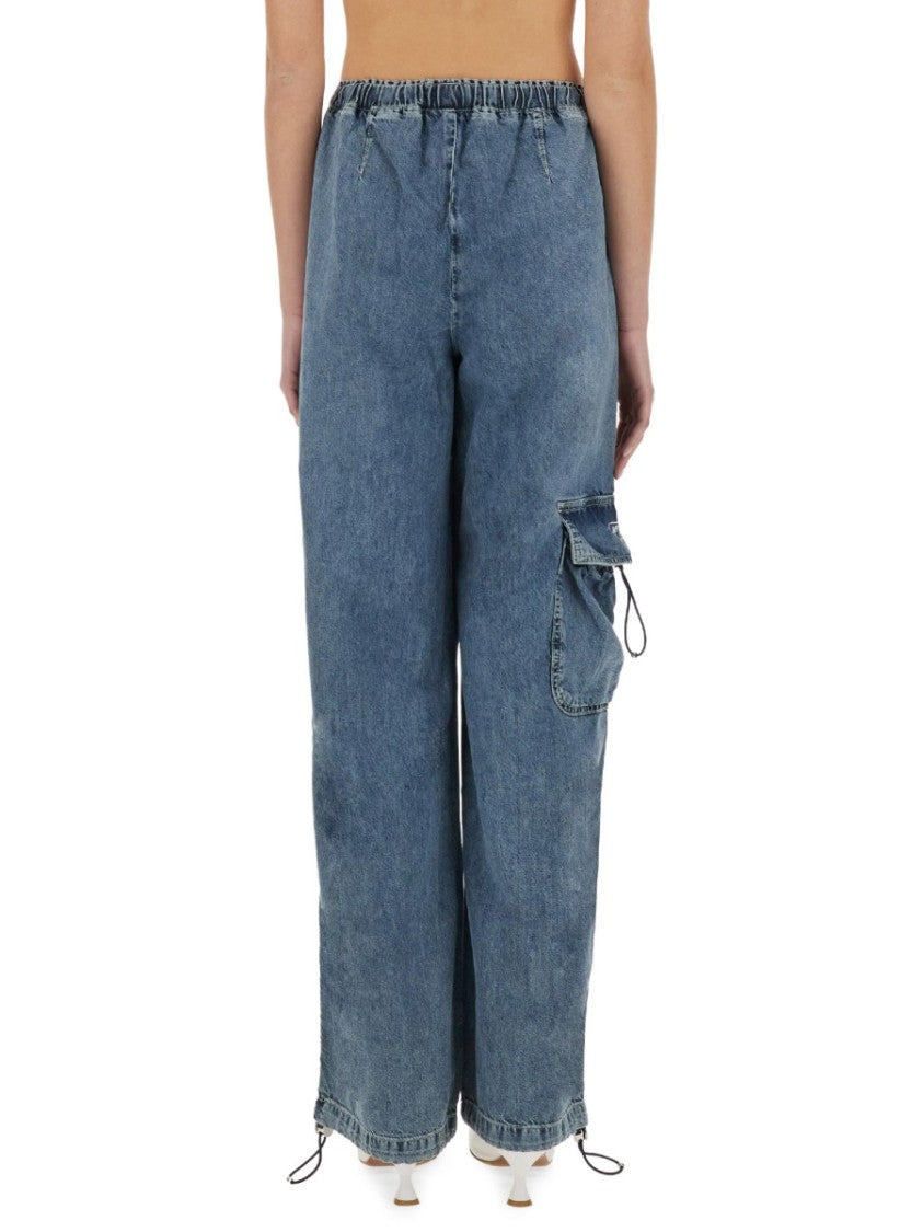 Cargo Jeans With Adjustable Drawstring Waist