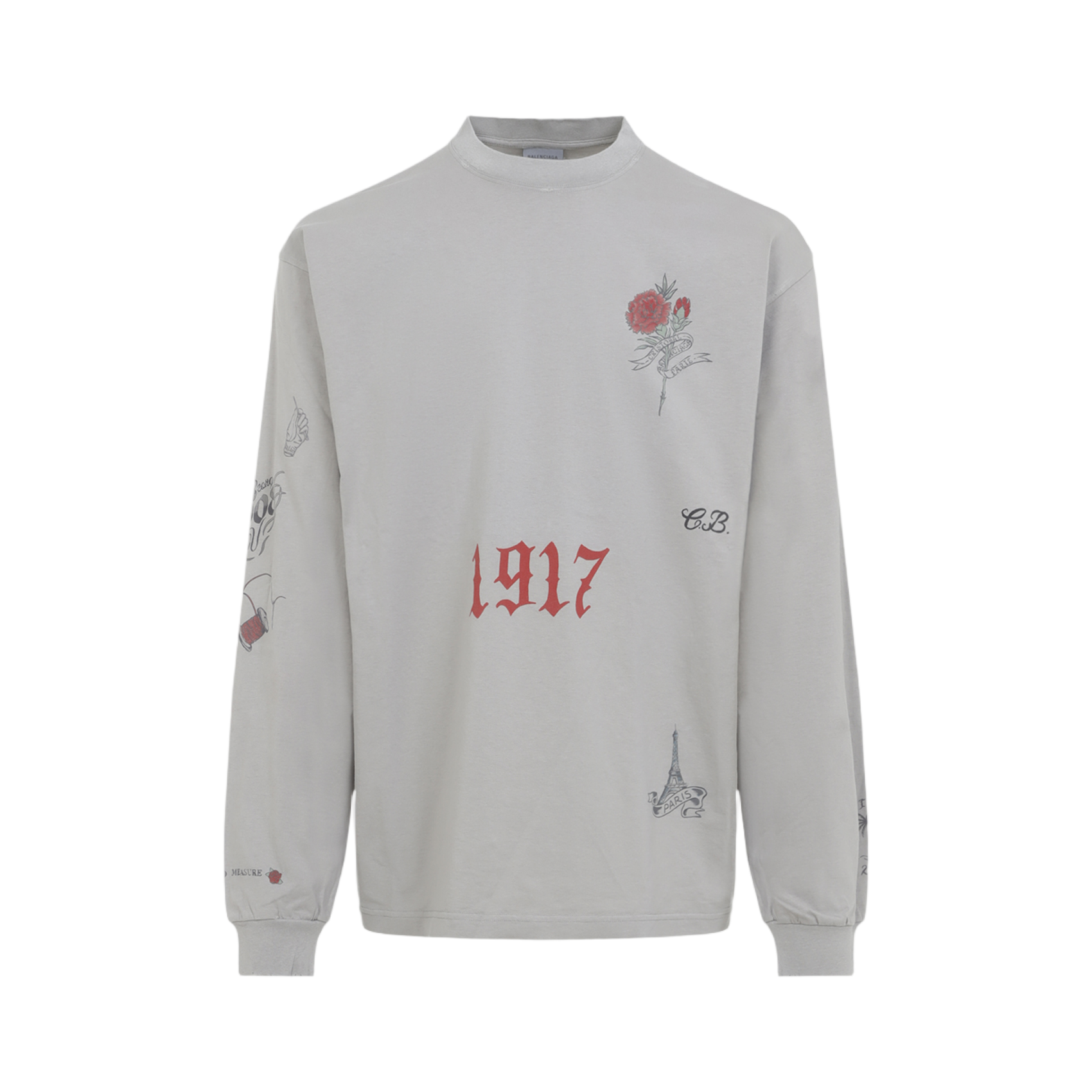Long-Sleeve Graphic T-Shirt with Artistic Prints