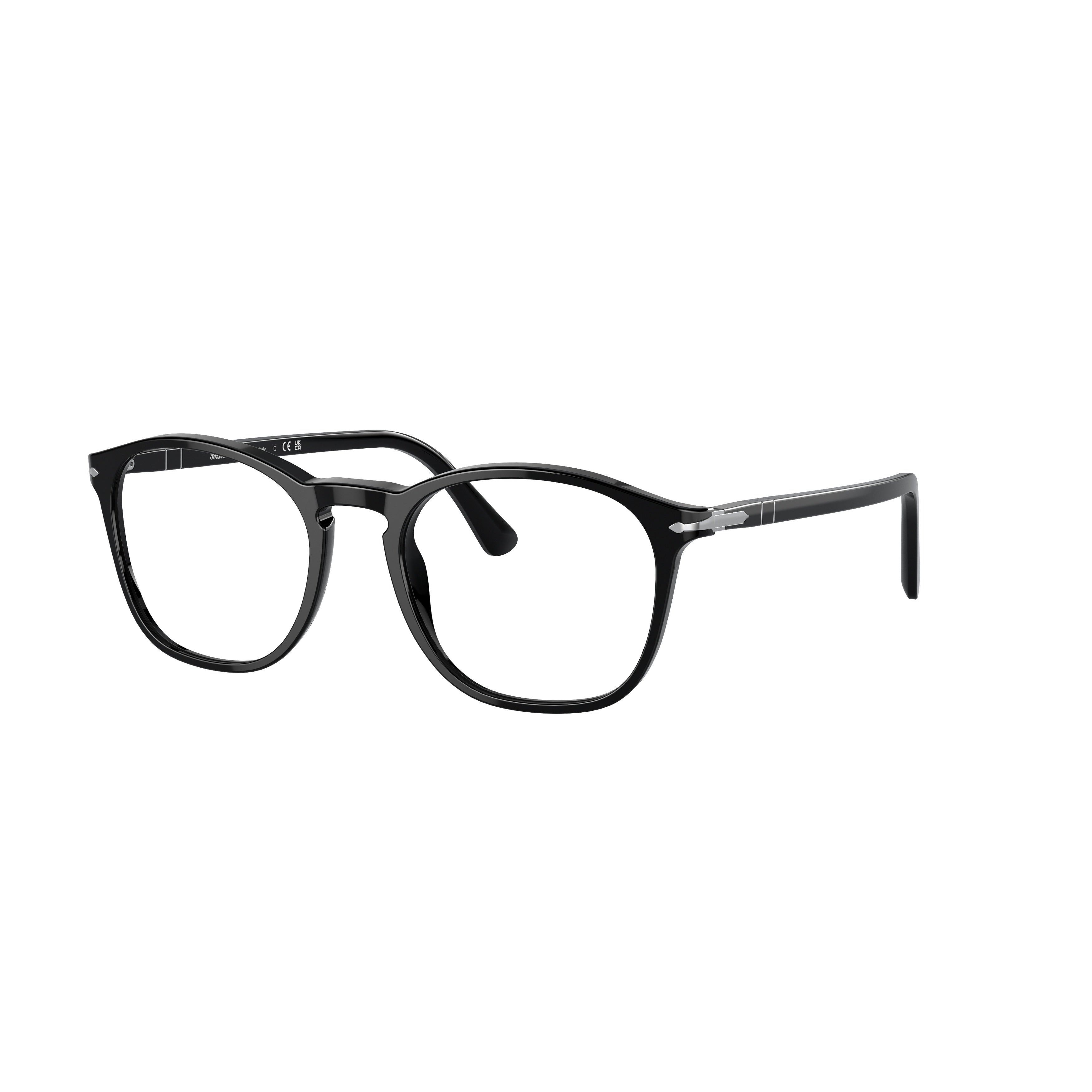 0po3007vm Classic Round Frame Acetate Sunglasses with Silver Accents