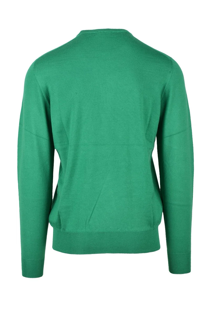 Crew Neck Merino Wool Pullover - Green