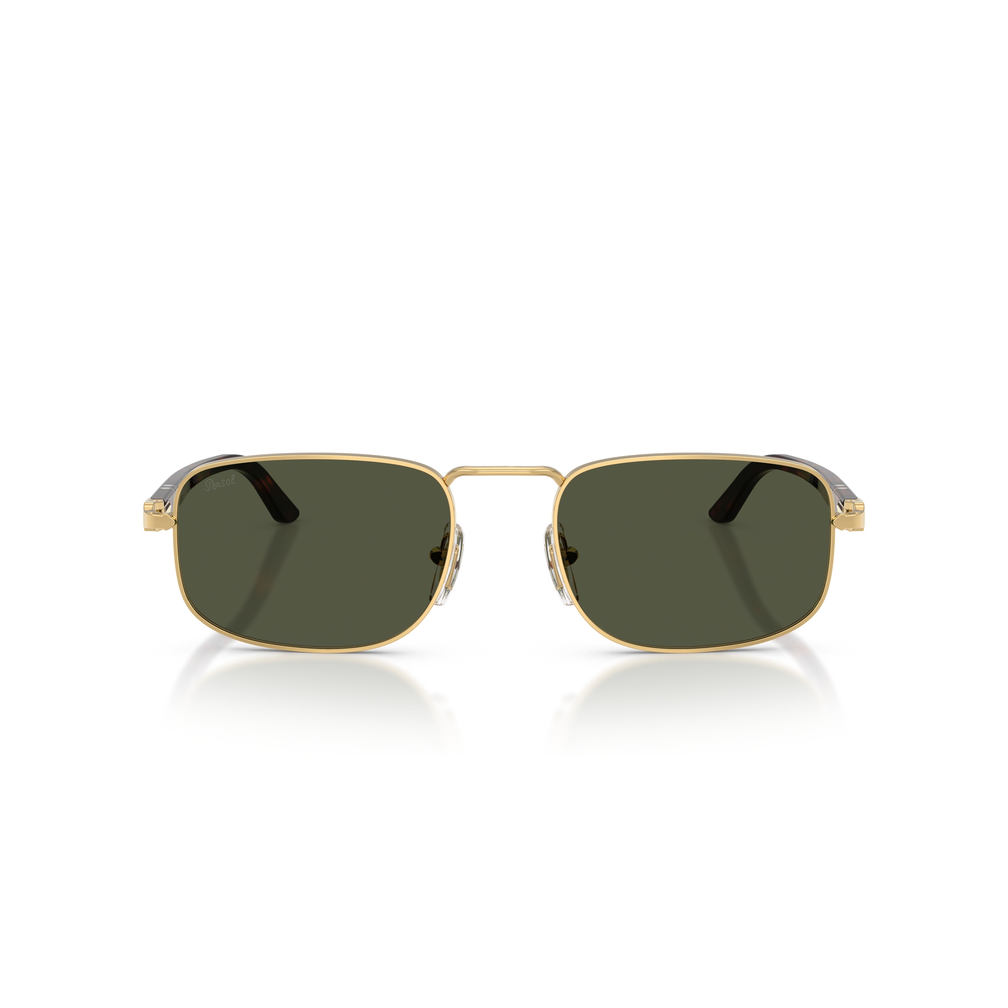 0po1027s Rectangular Metal Sunglasses with Tortoiseshell Temples