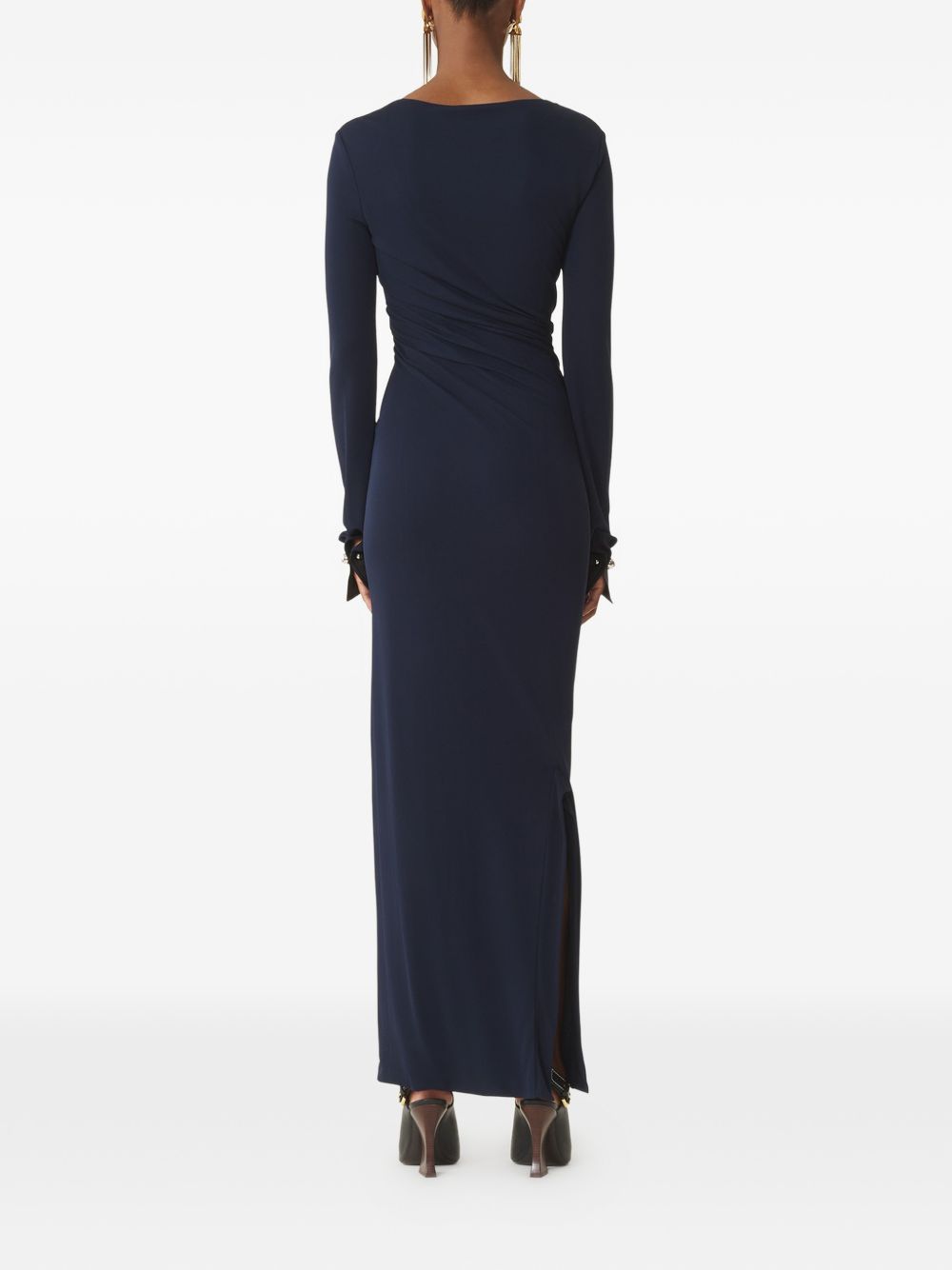 Dark Blue Long Sleeve Maxi Dress