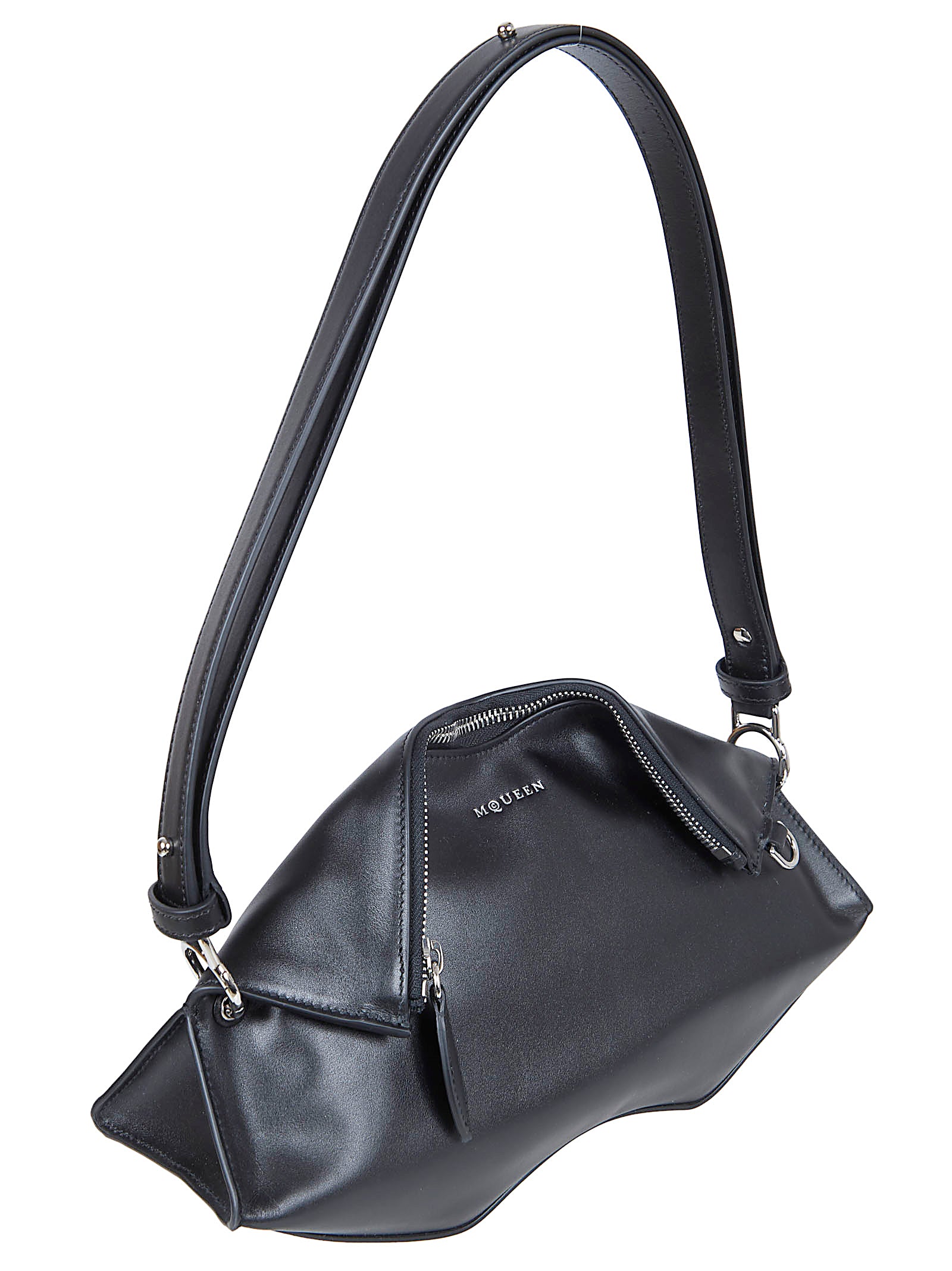 Sculptural Black Calfskin Leather Clutch Bag