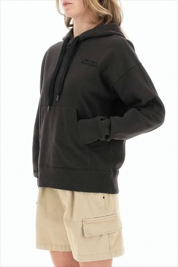 Relaxed Fit Black Hoodie with Drawstring