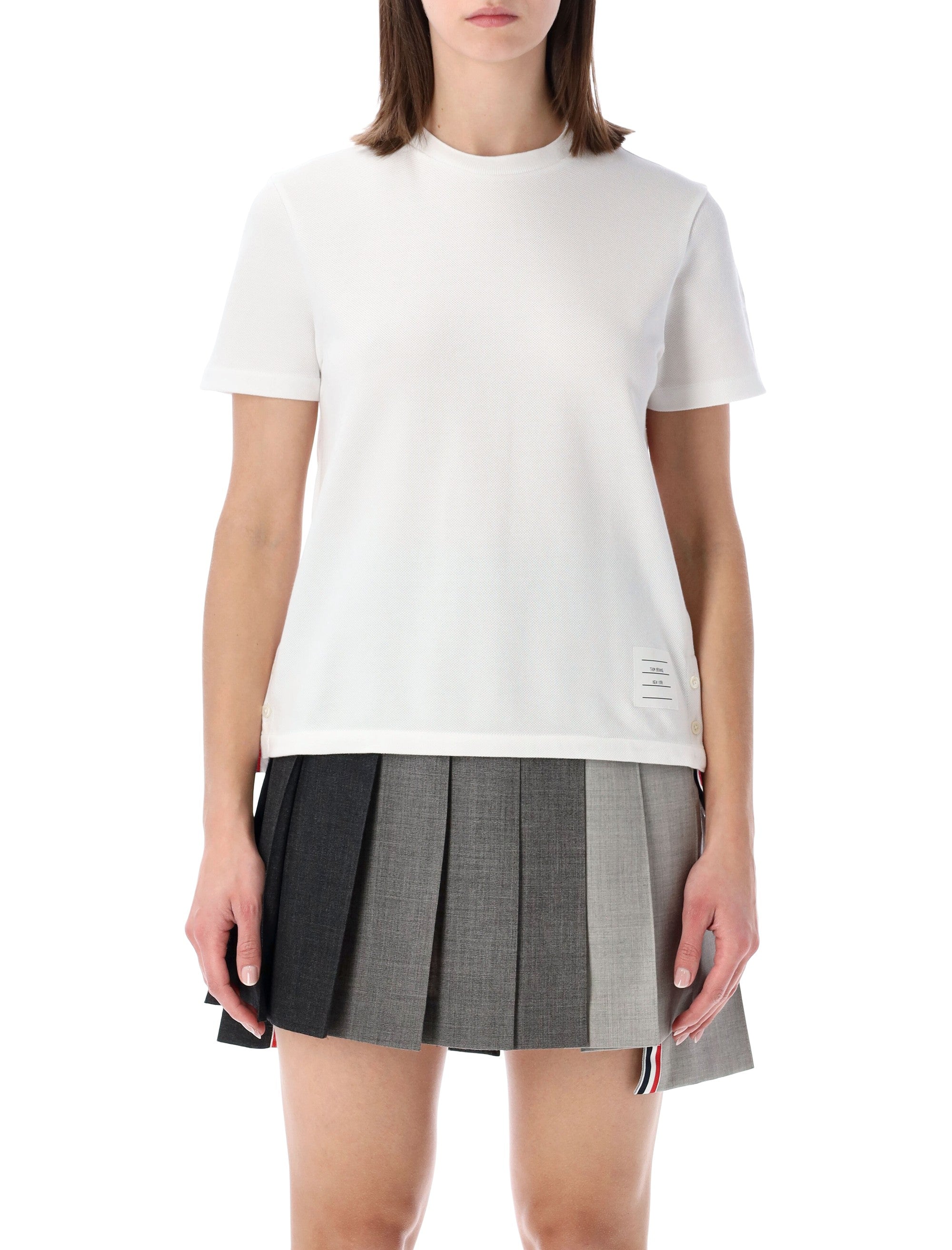 Piqué T-Shirt With Buttoned Side Vents
