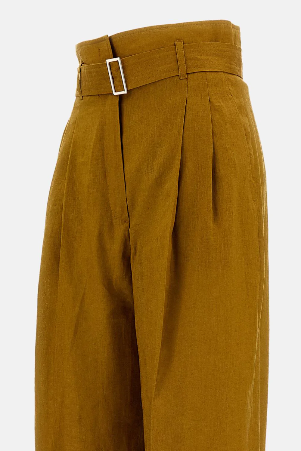 Cropped High Waist Wide-Leg Trousers with Textured Fabric