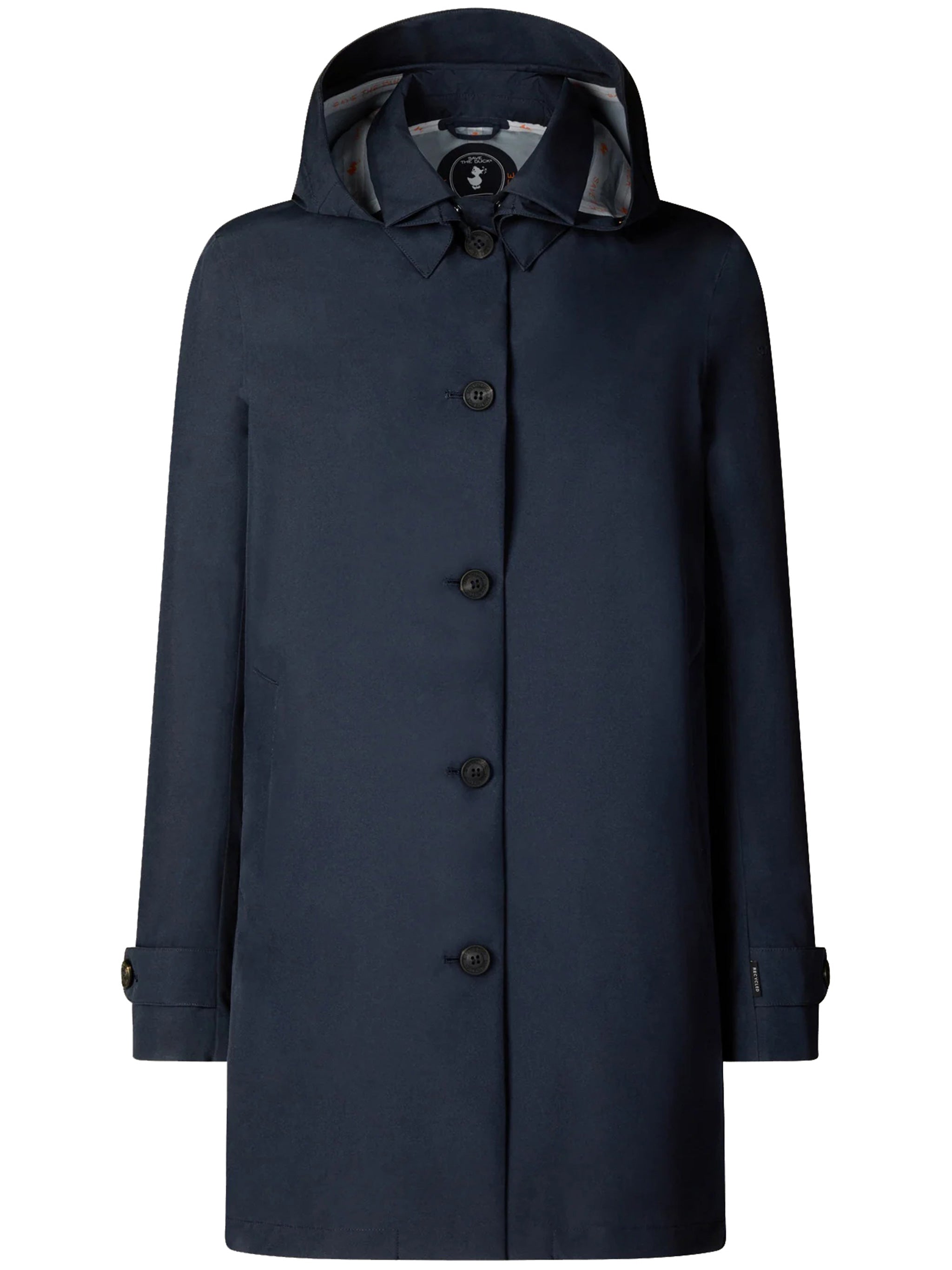 Navy Blue April Hooded Single Breasted Coat