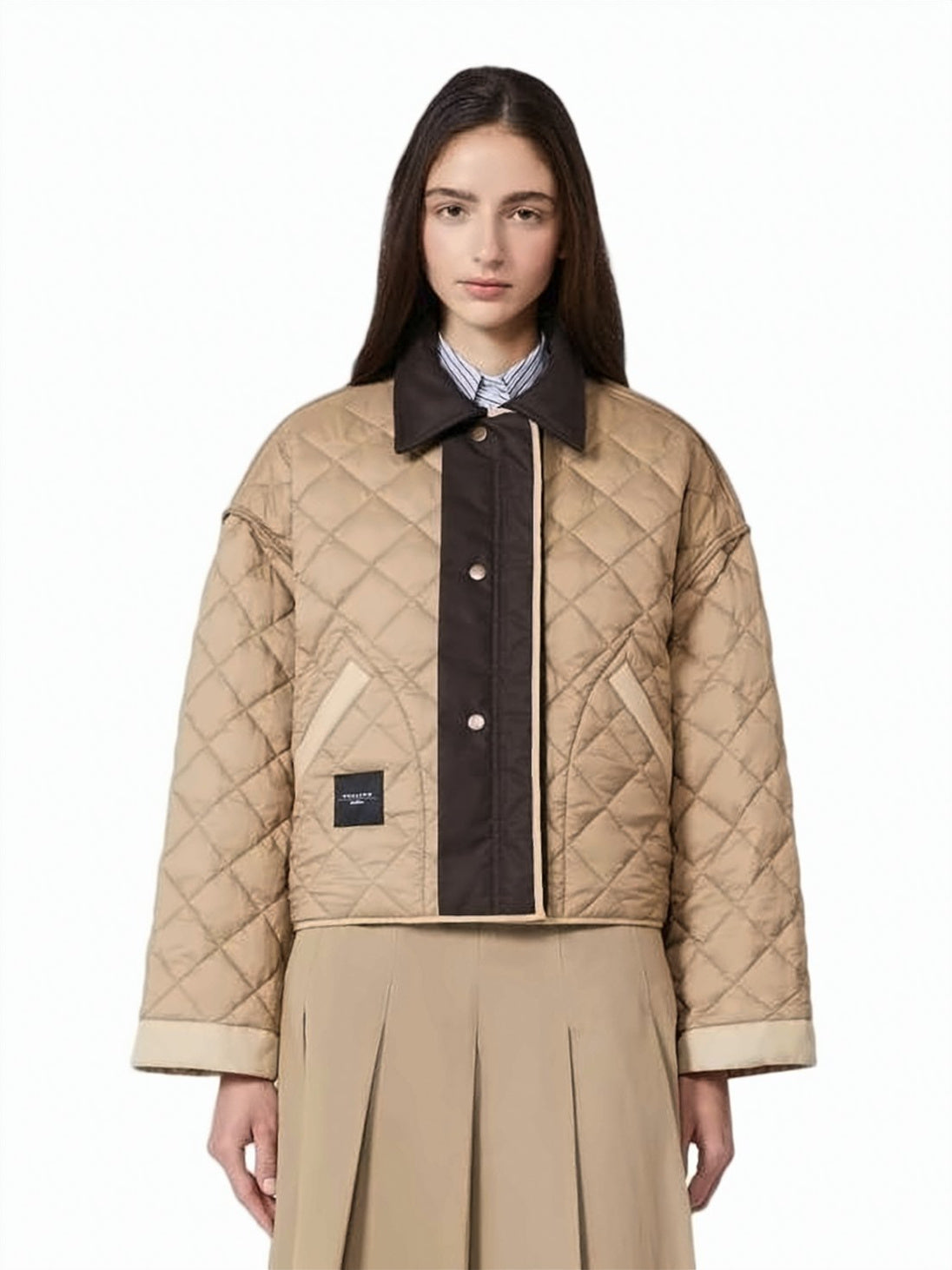 Cropped Casual Jacket With Classic Collar And Button-Down Front