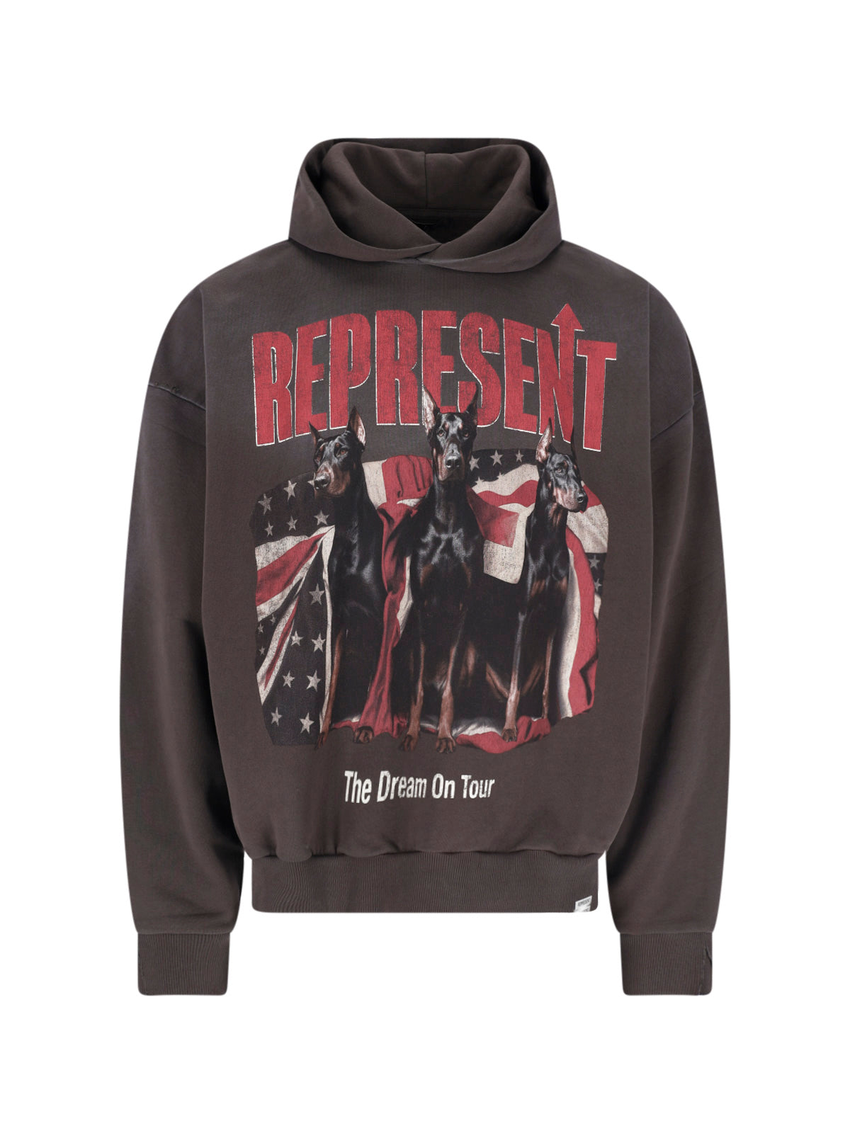 Brown Graphic Print Cotton Logo Hoodie
