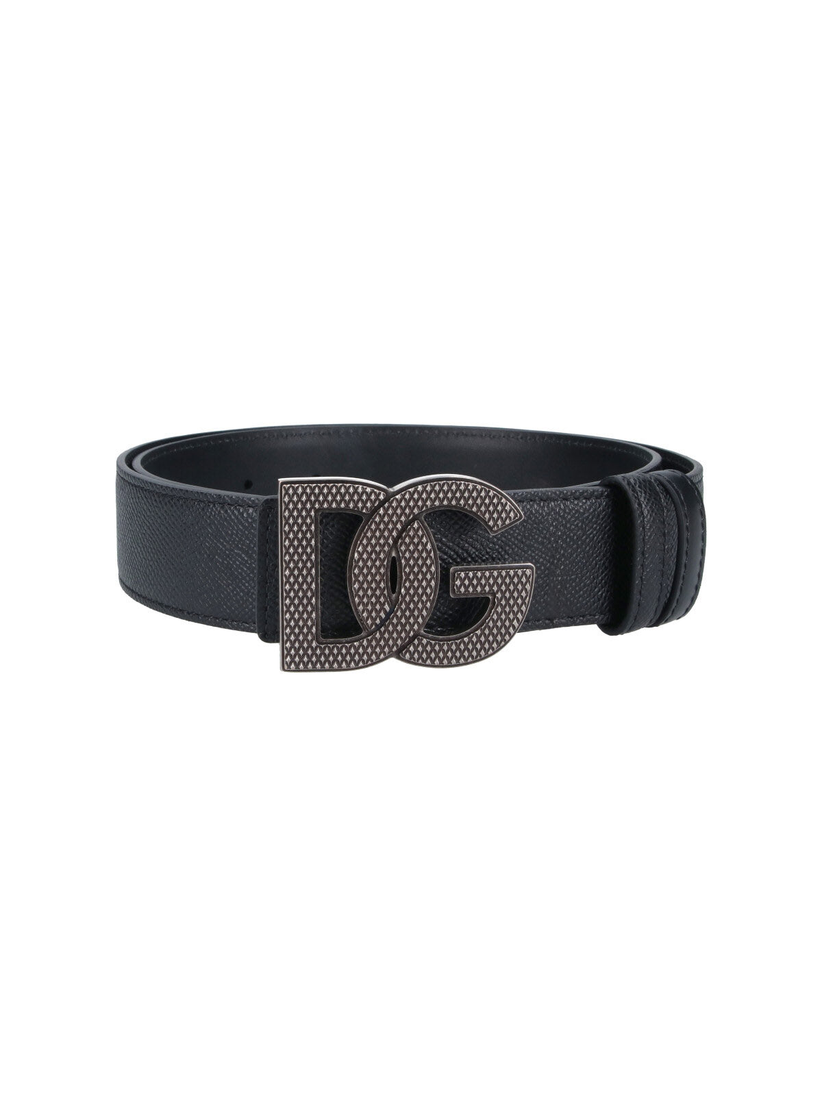 Black Interlocking Initials Leather Belt