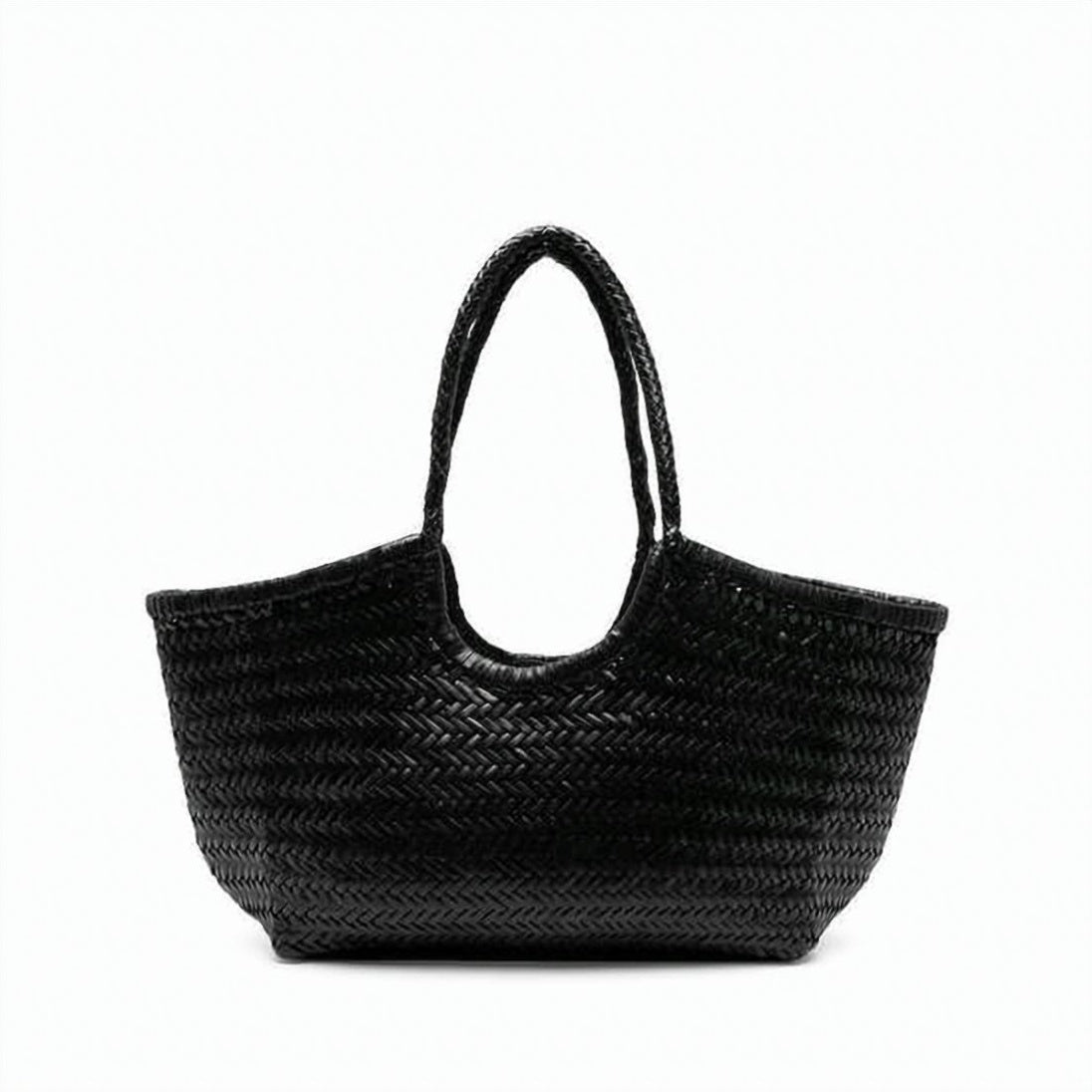 Spacious Woven Buffalo Leather Shoulder Bag