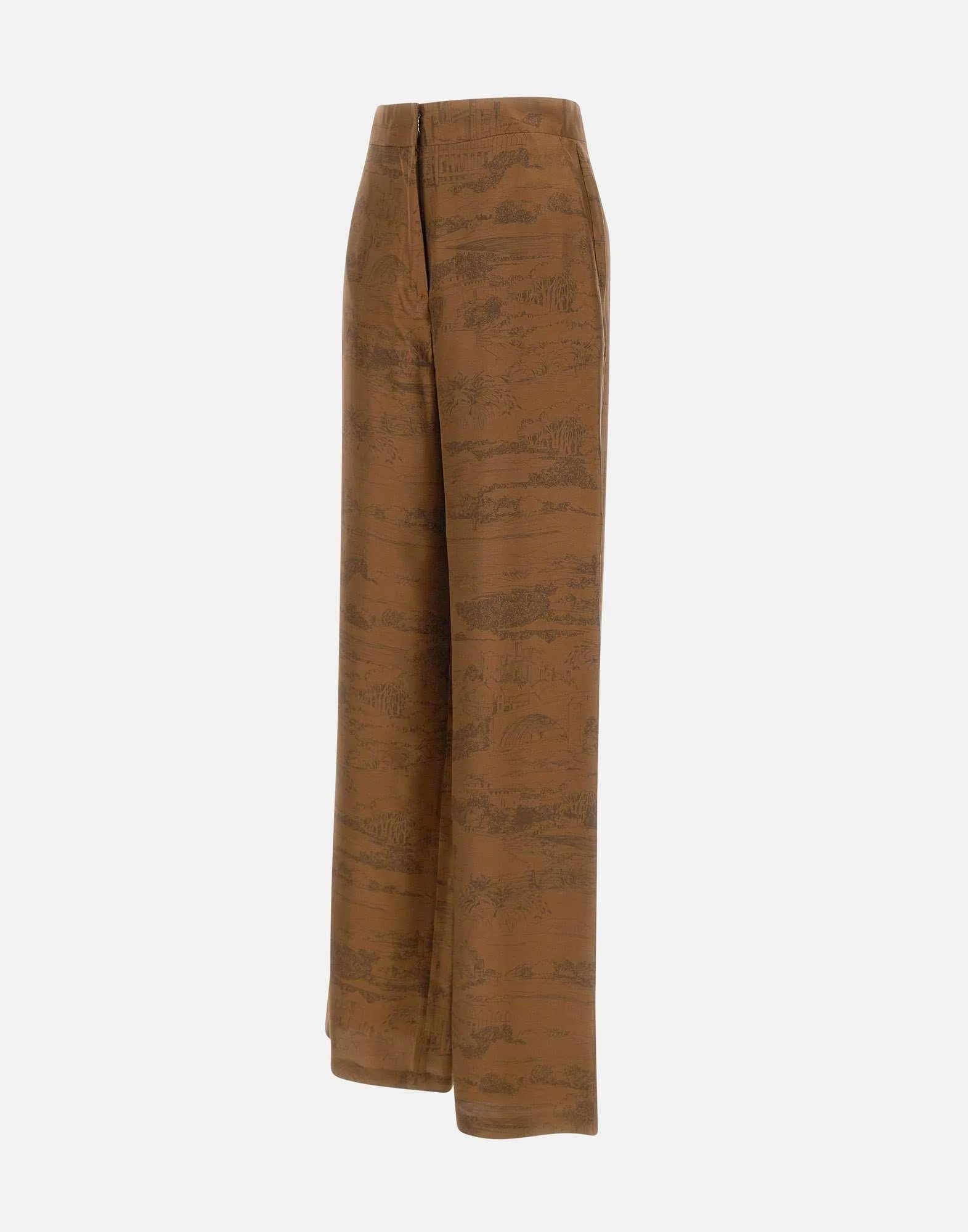 Wide-leg Pants with Intricate Tonal Pattern