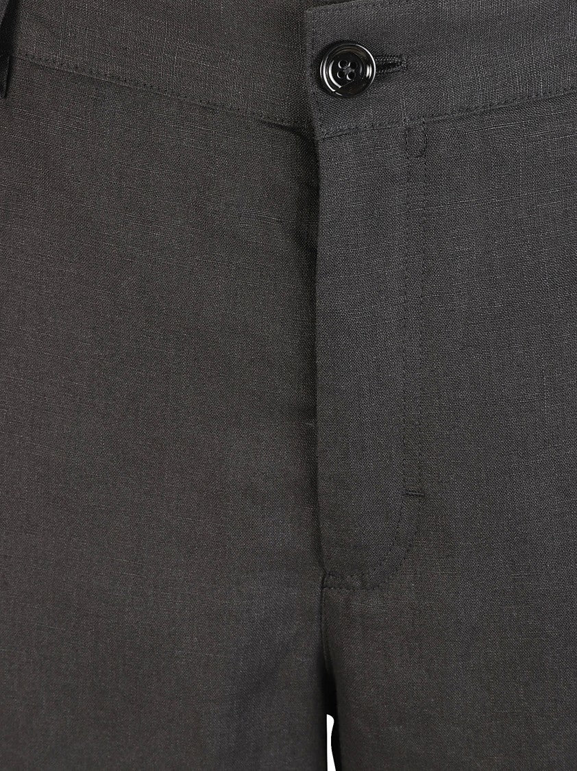Tailored Black Linen Shorts With Cargo Pockets