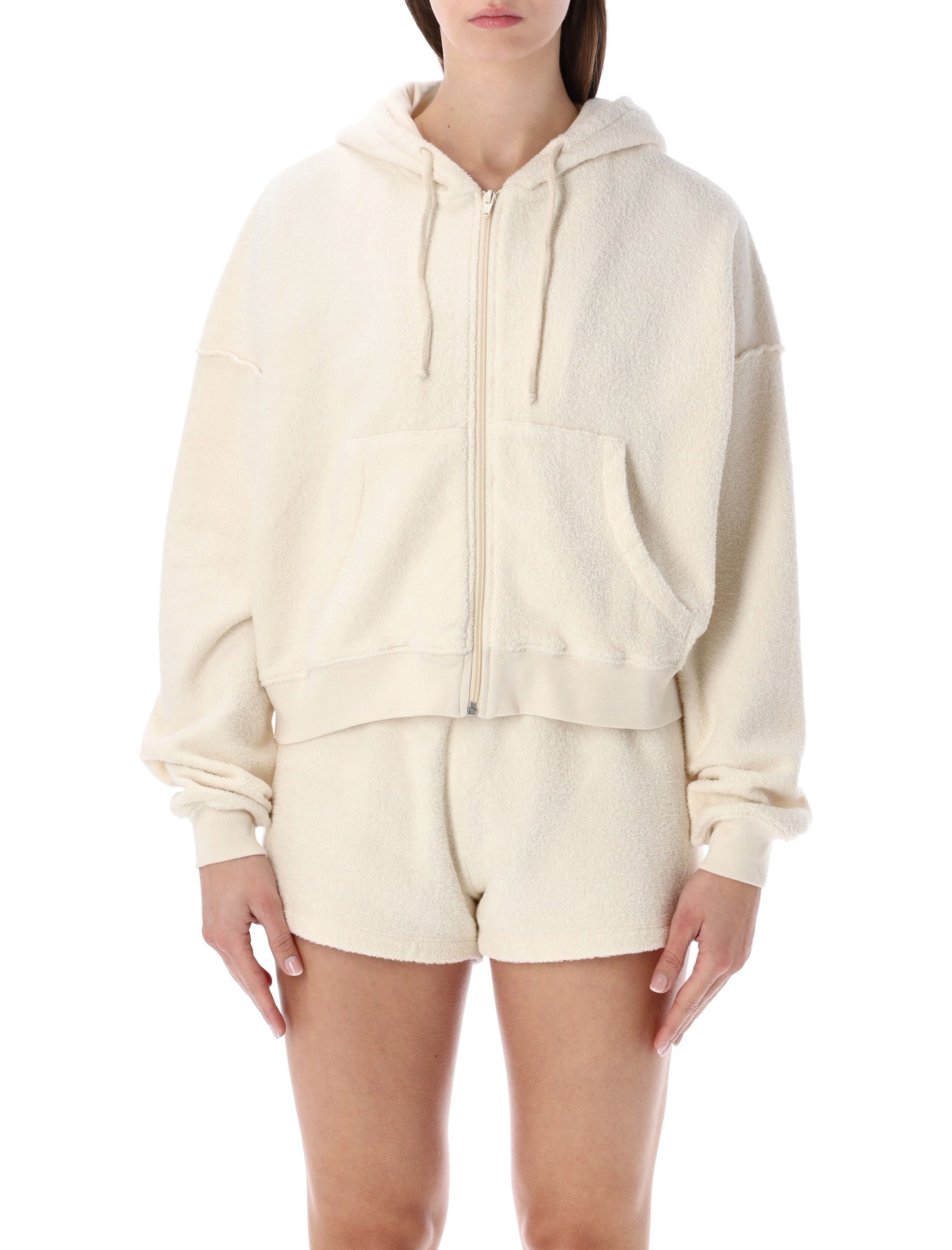 Textured Shaved Terry Cloth Hoodie