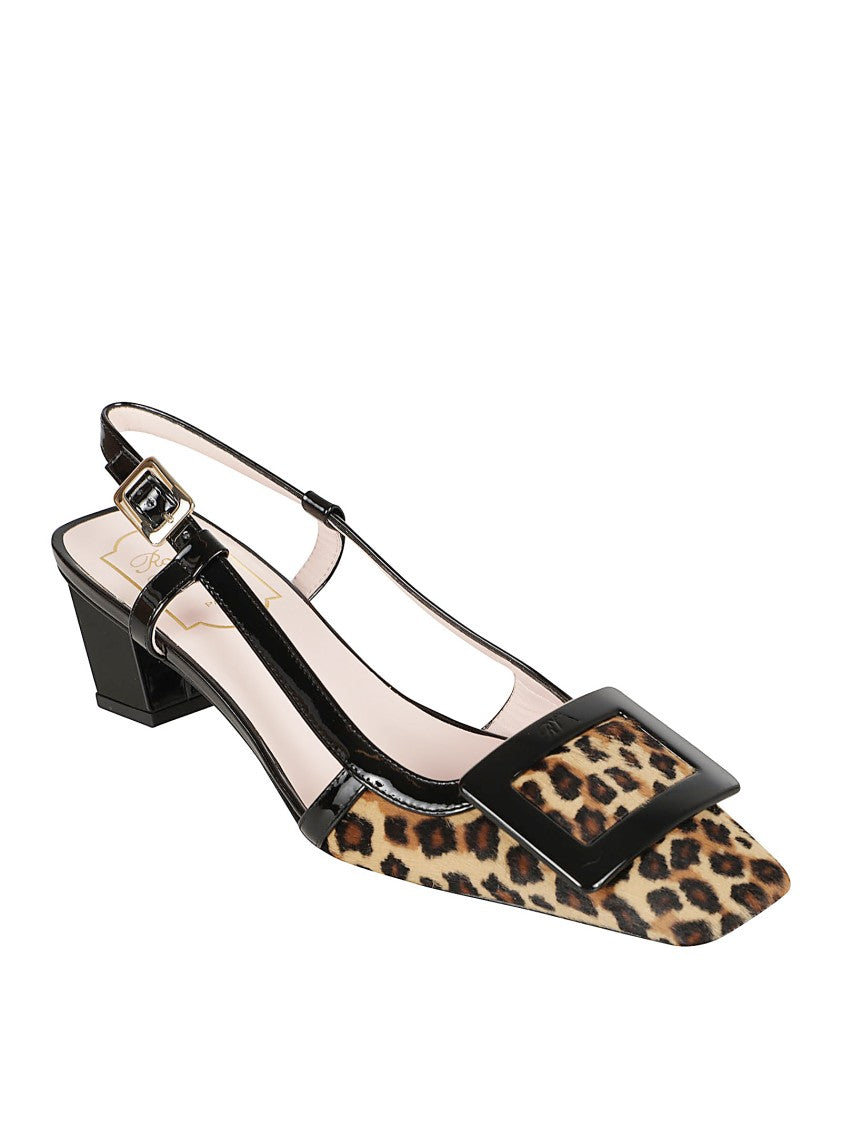 Slingback Pumps In Leopard Print Pony Skin