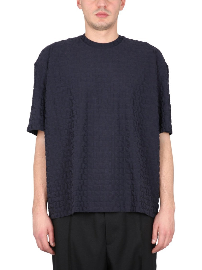 Textured All-Over Logo Crewneck T-Shirt