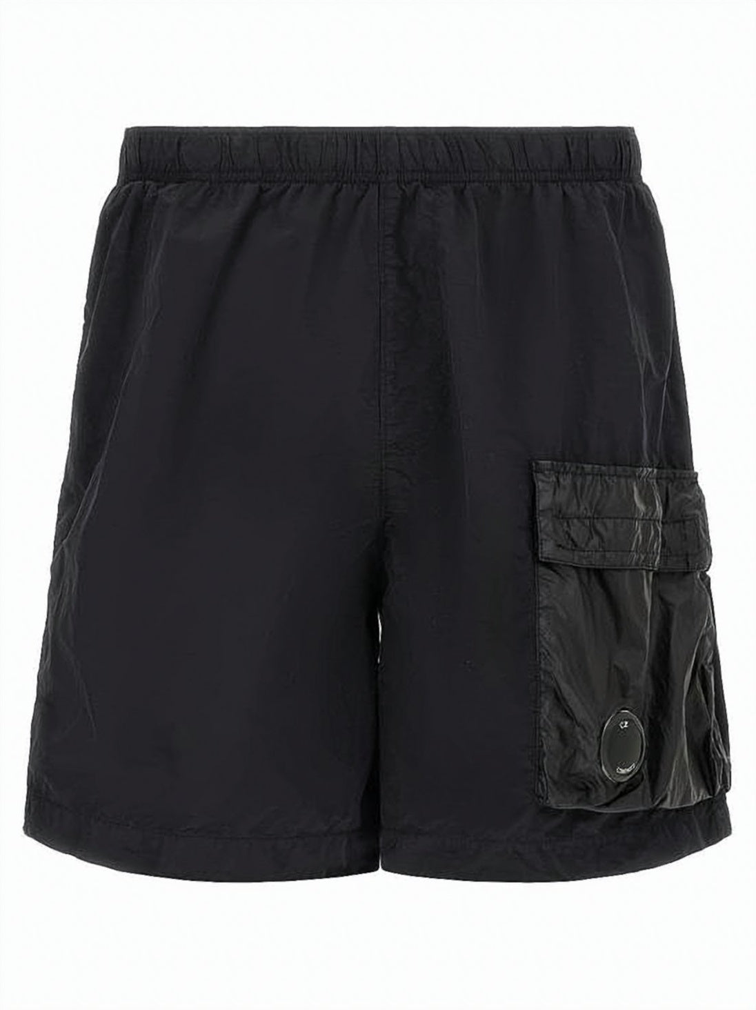Functional Black Polyamide Shorts with Logo Detail