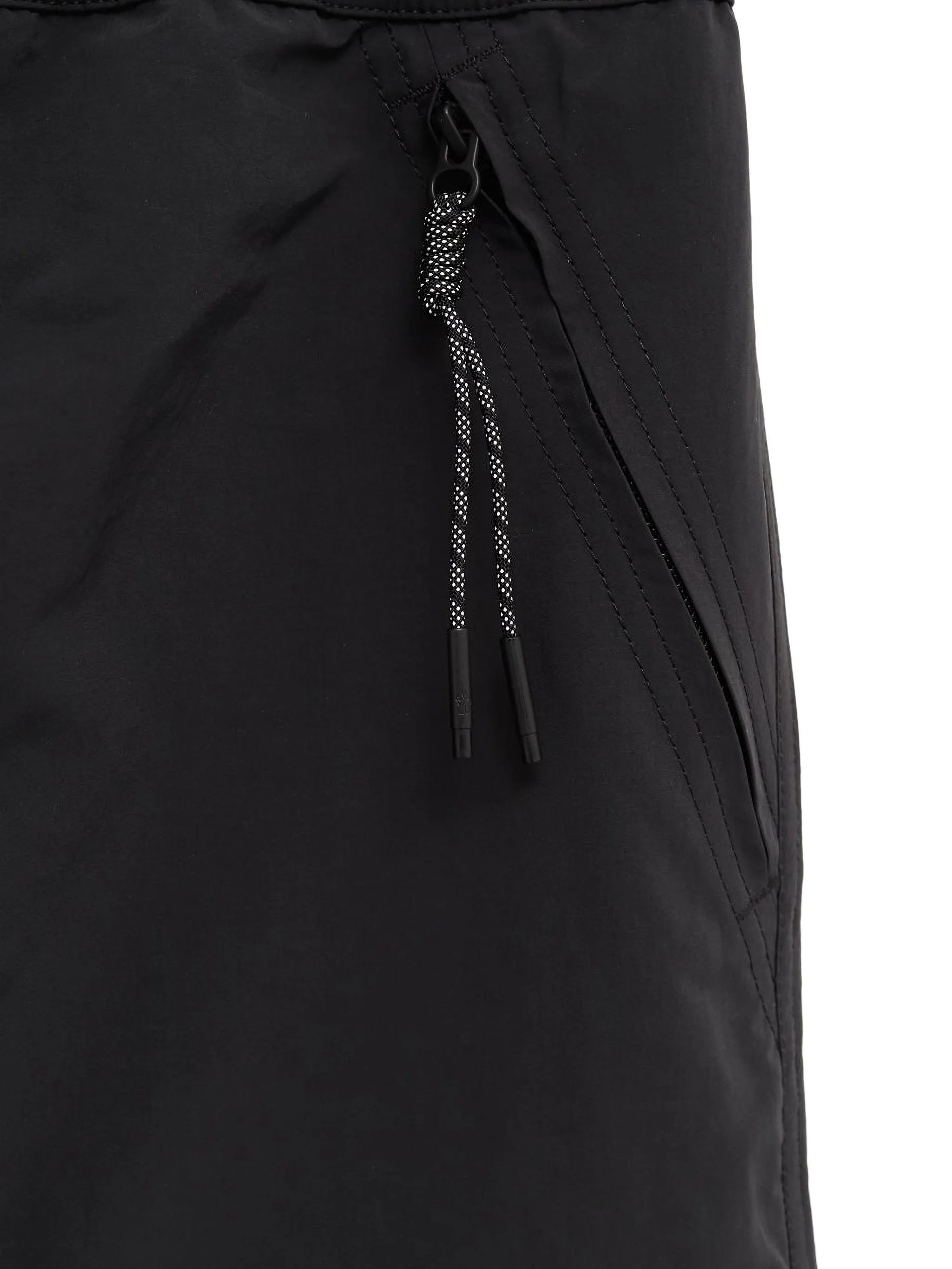 Black Zippered Pocket Polyester Shorts