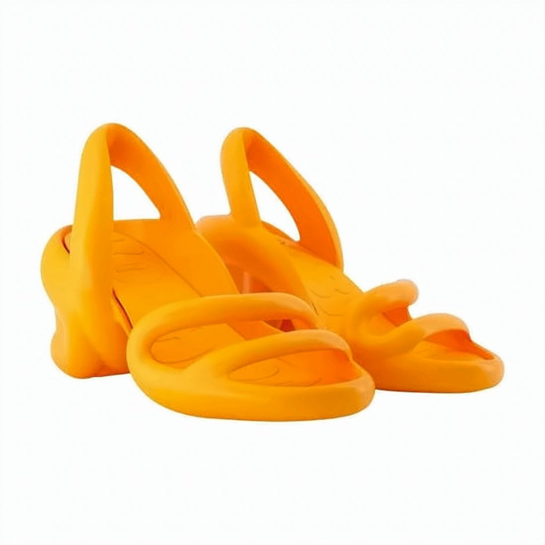 Sculptural Orange EVA Sandals with Curved Heel