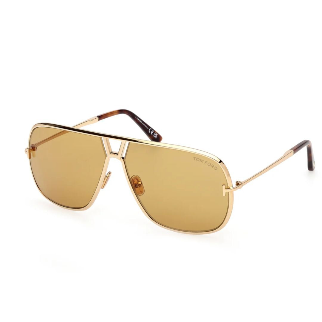 Ft1204 Rectangular Amber-Tinted Sunglasses