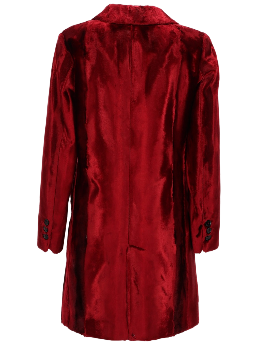 Deep Red Velvet Coat With Tailored Silhouette