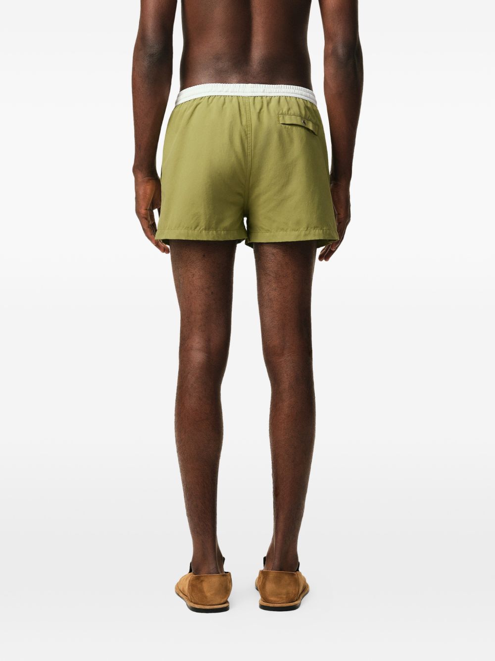 Tailored Olive Green Shorts with Contrasting Waistband