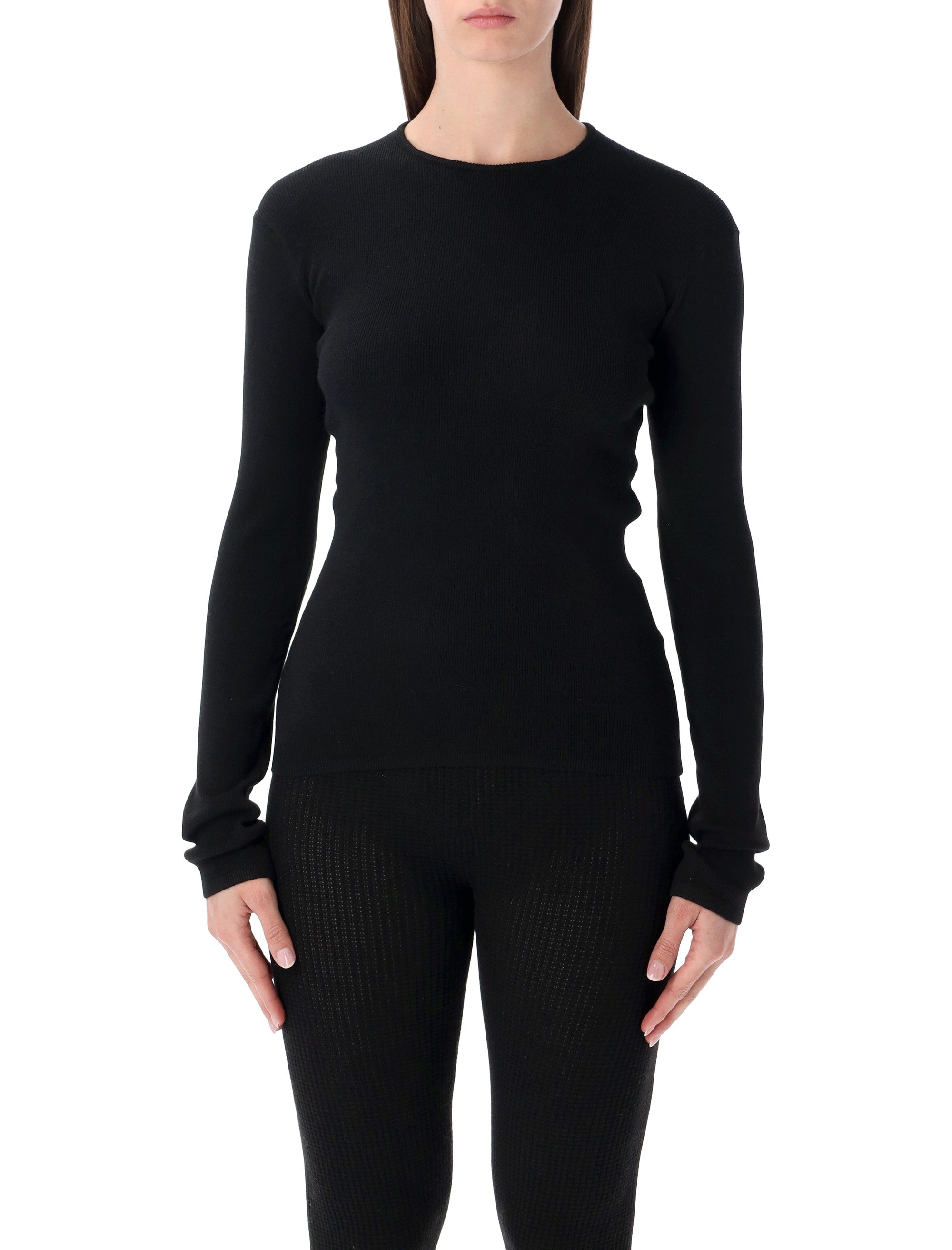 Form-Fitting Rib Knit Long Sleeve Top