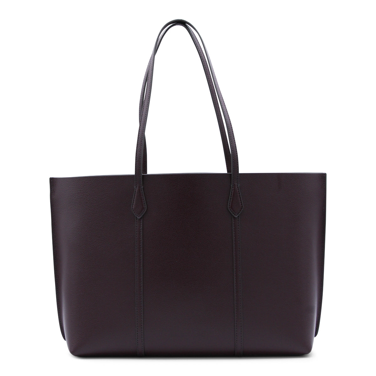 Dark Brown Leather Tote with Logo