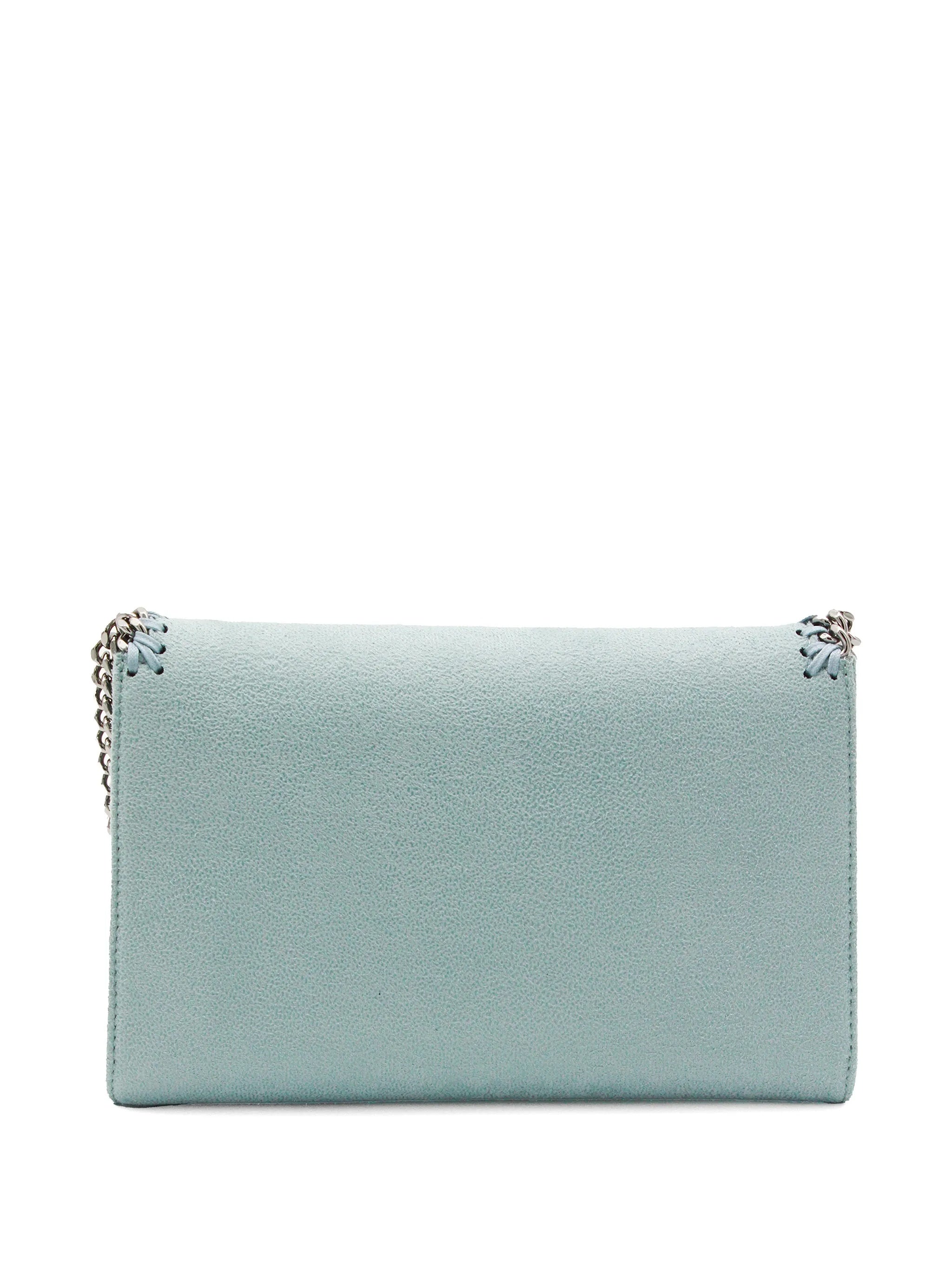 Textured Polyester Clutch With Silver Chain Strap