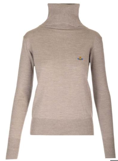 Fitted Wool Turtleneck Sweater with Ribbed Cuffs