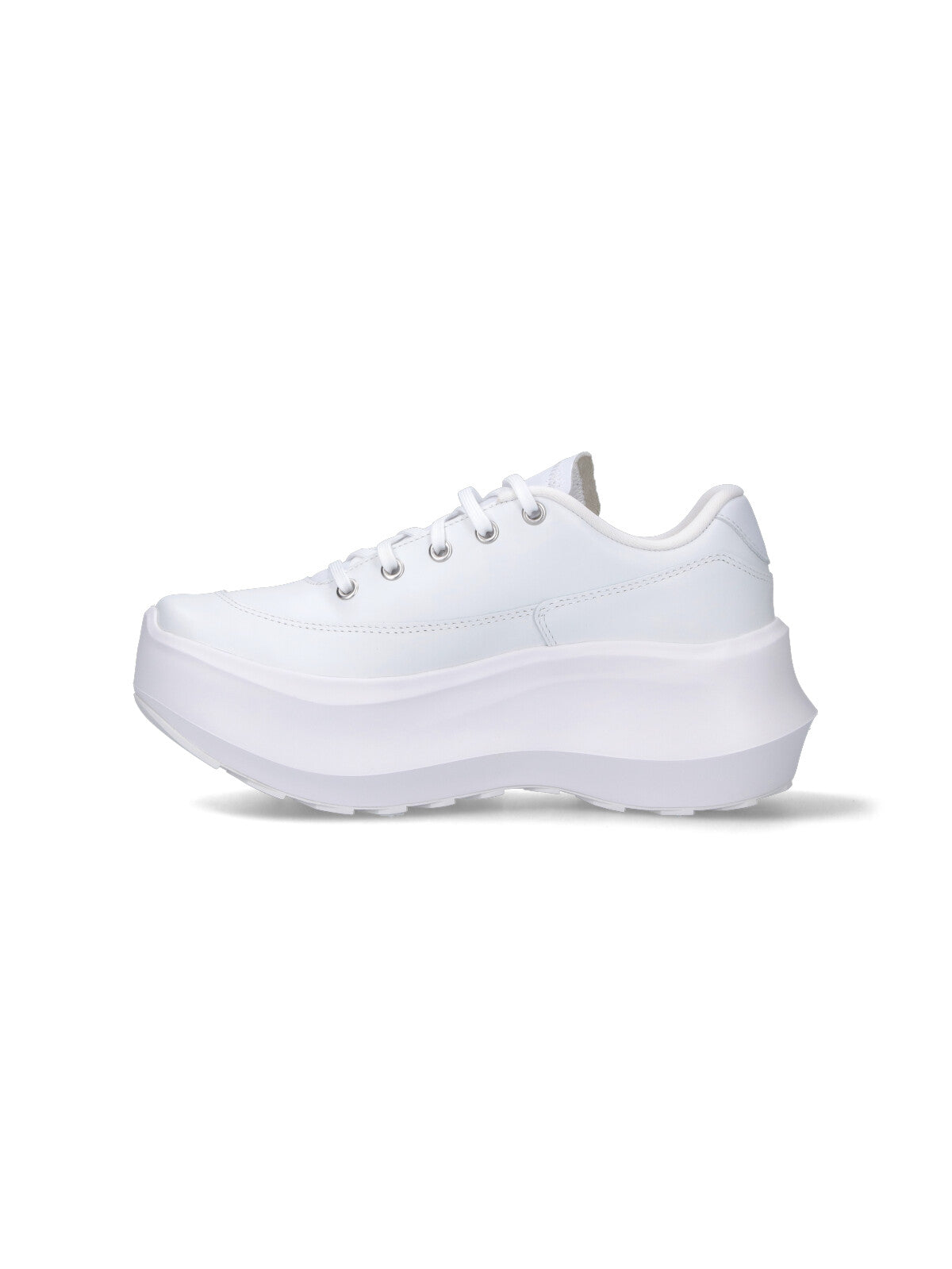 Round Toe White Calf Leather Sneakers