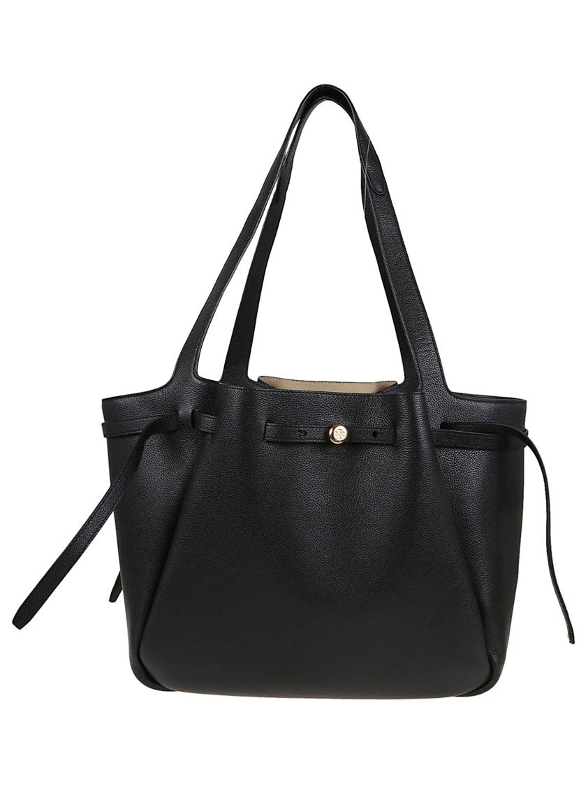 Textured Black Cow Leather Shopper Bag