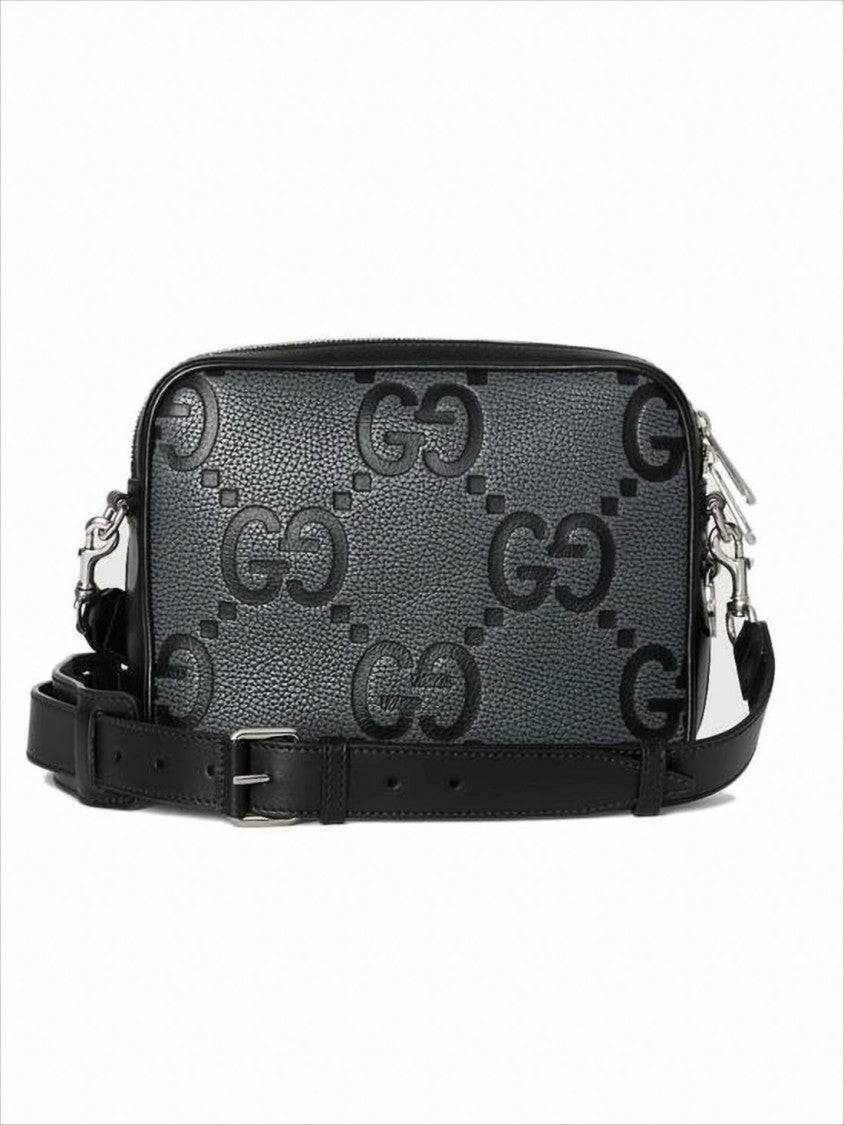 Textured Cowhide Leather Crossbody Bag with Embossed Logo