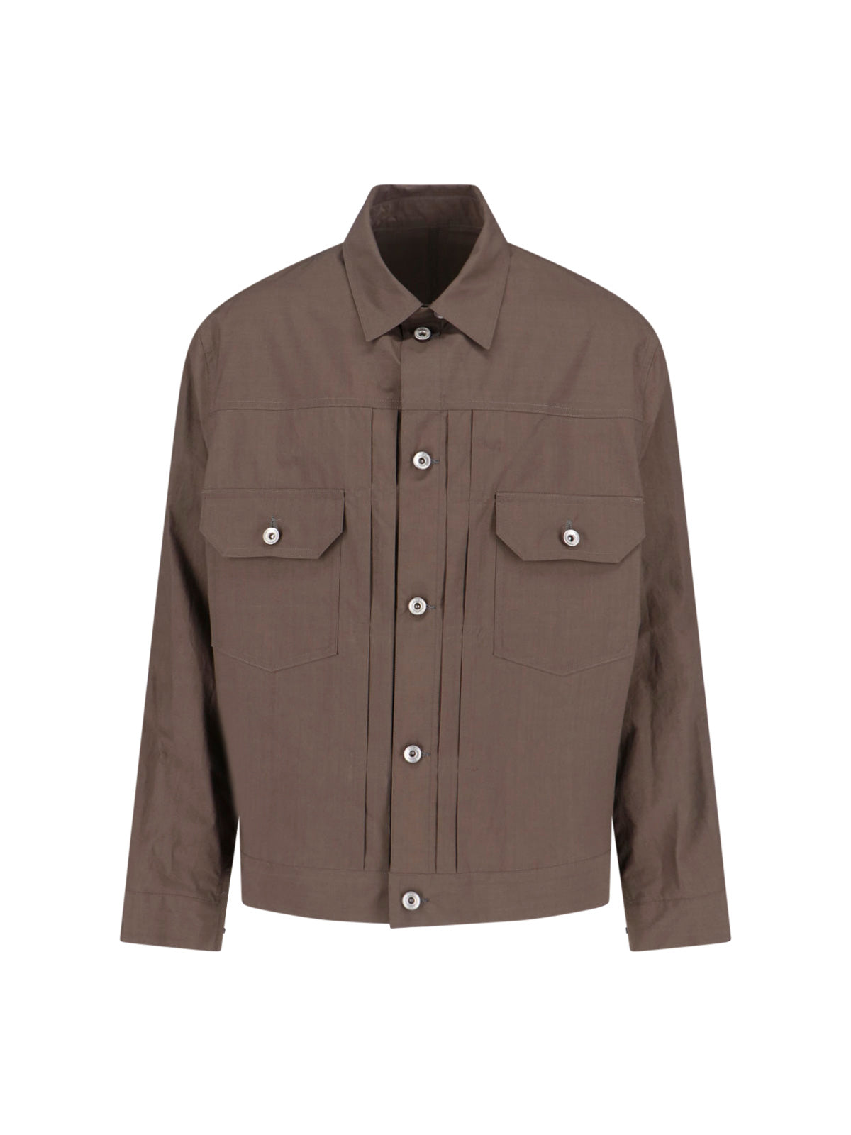 Layered Beige Jacket With Dynamic Textures And Zip Closure
