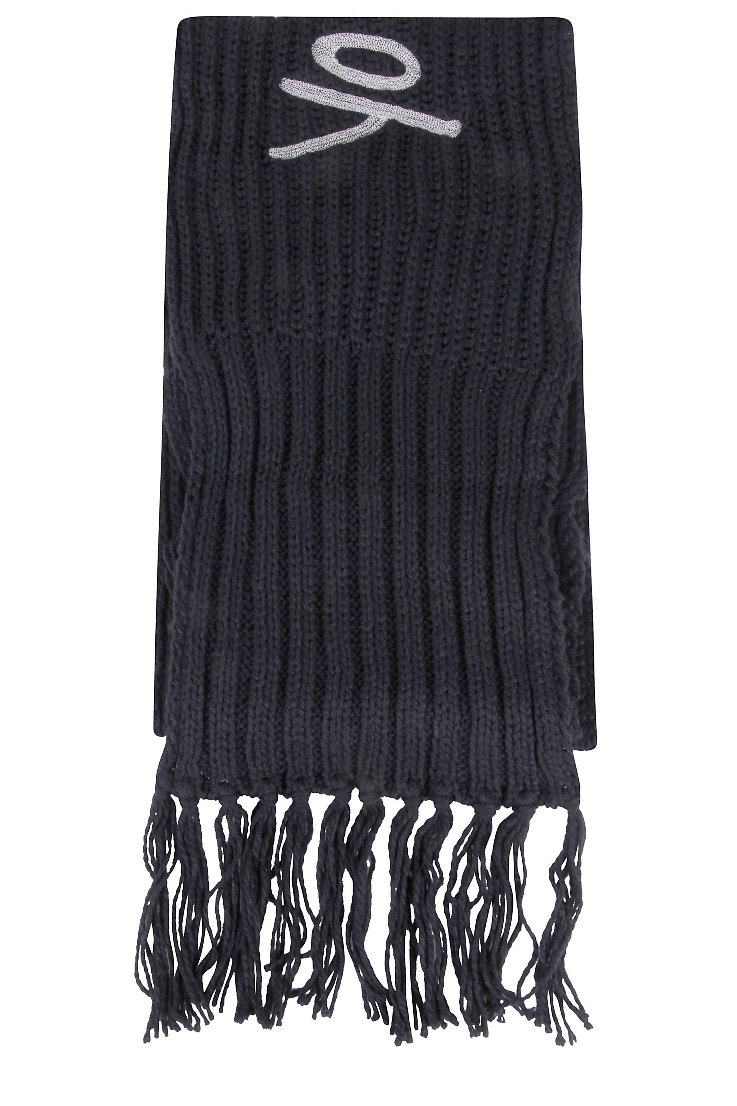 Ribbed Knit Scarf With All-Over Logo Design