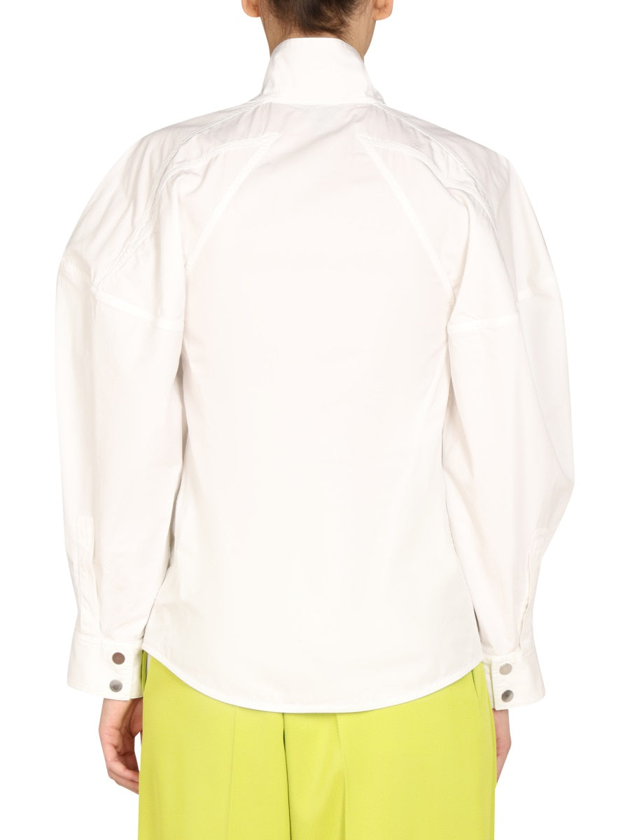 High Neck Button Closure Relaxed Fit Shirt
