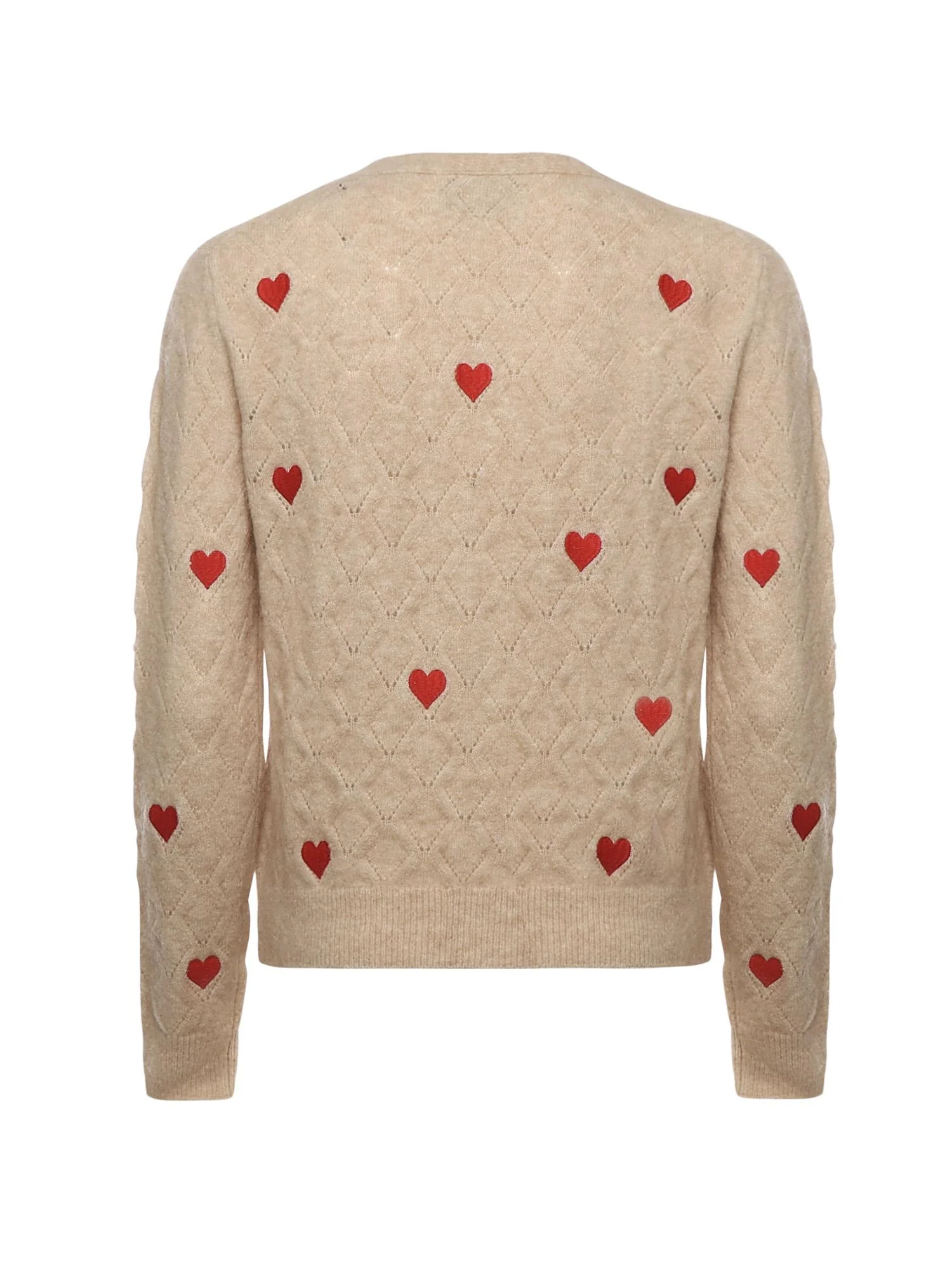 Alpaca Knit Cardigan With Diamond Pattern