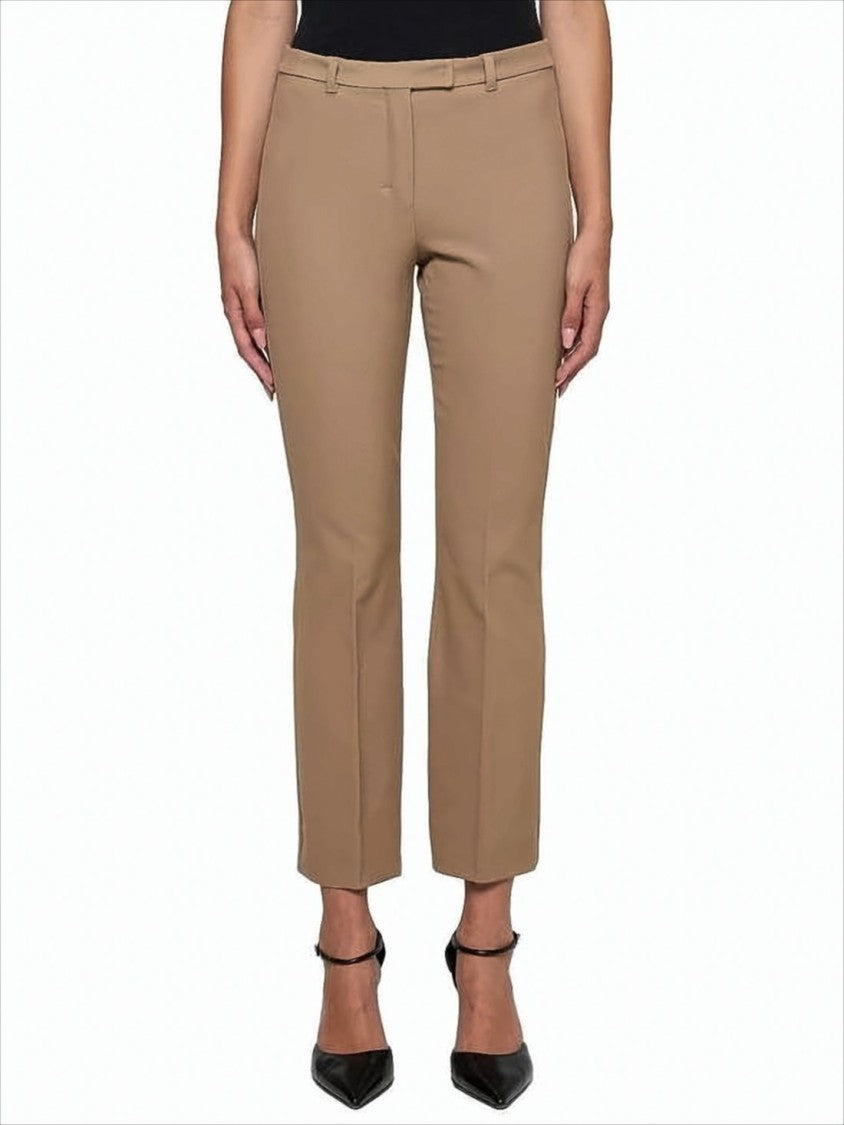 Tailored Brown Straight-Leg Pants
