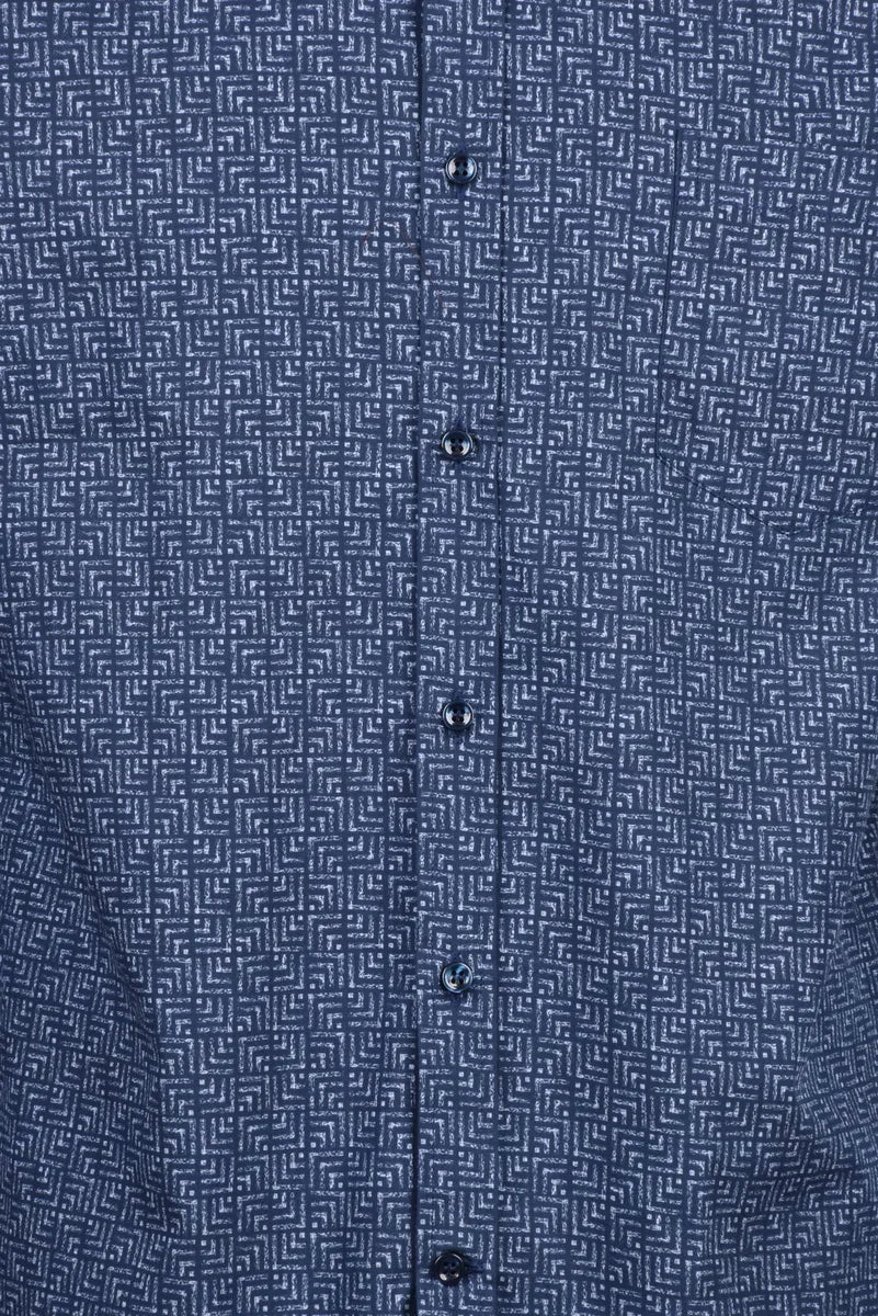 Tailored Long-Sleeve Shirt with Pattern