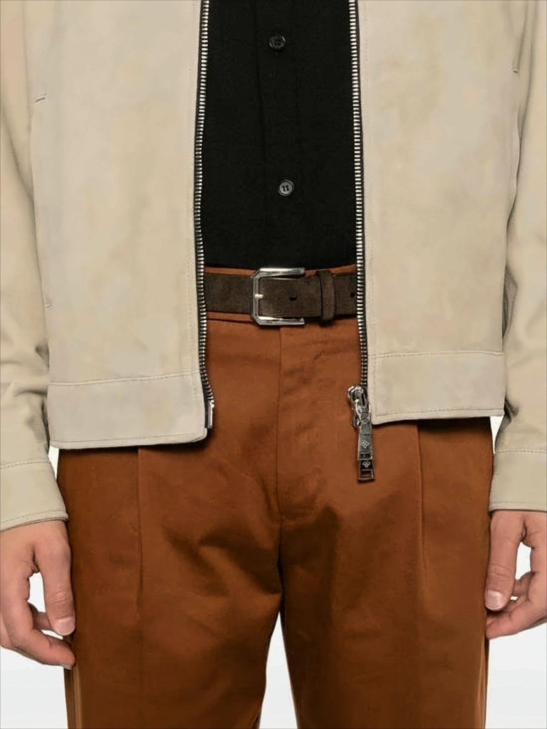 Straight-Leg Brown Cotton Trousers with Tailored Finish