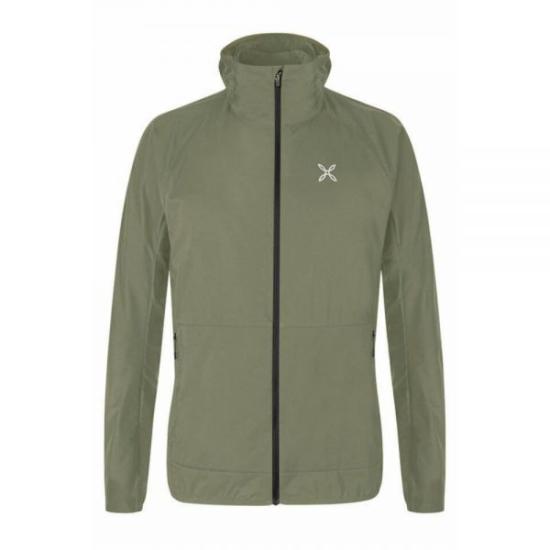 Lightweight Green Jacket with High Collar and Zip Pockets