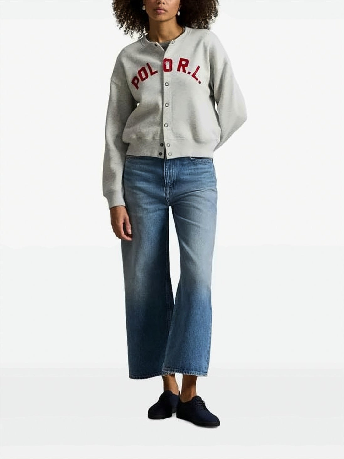 White Arched Logo Cropped Cotton Sweatshirt