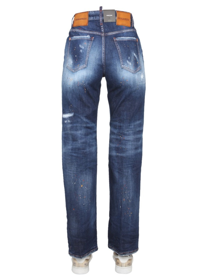 Relaxed Straight-Leg Jeans With Distressed Finish