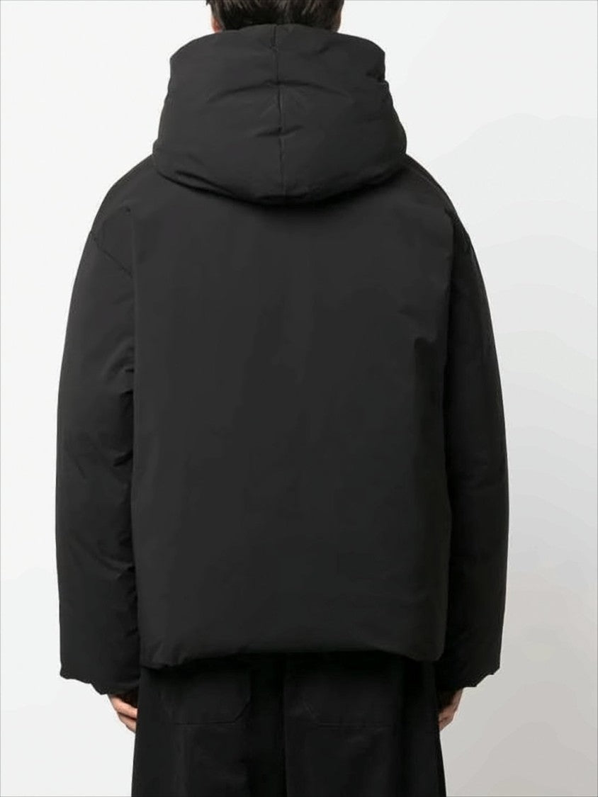 Boxy Black Padded Jacket with High Collar
