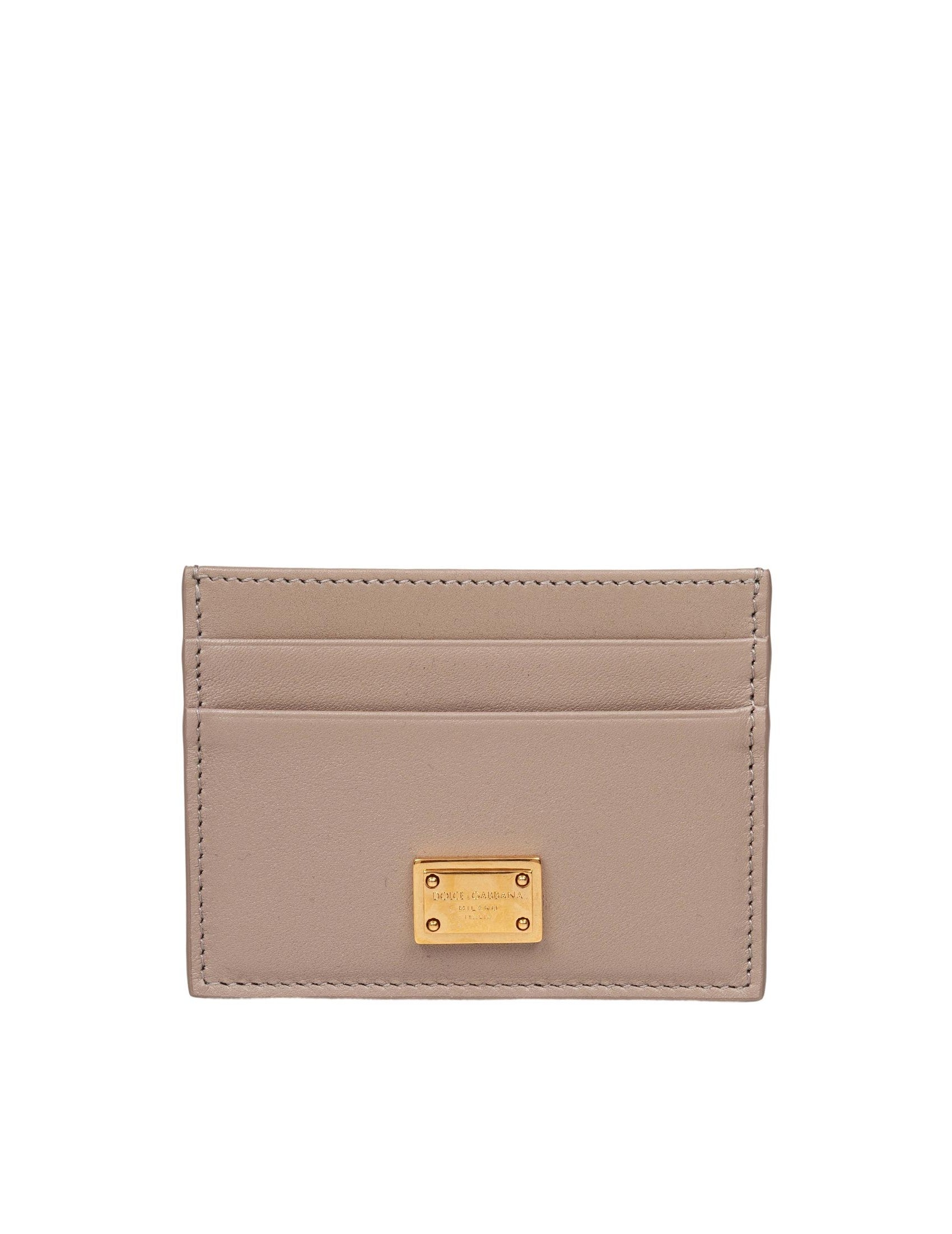 Plonge Calfskin Card Holder, Taupe Color