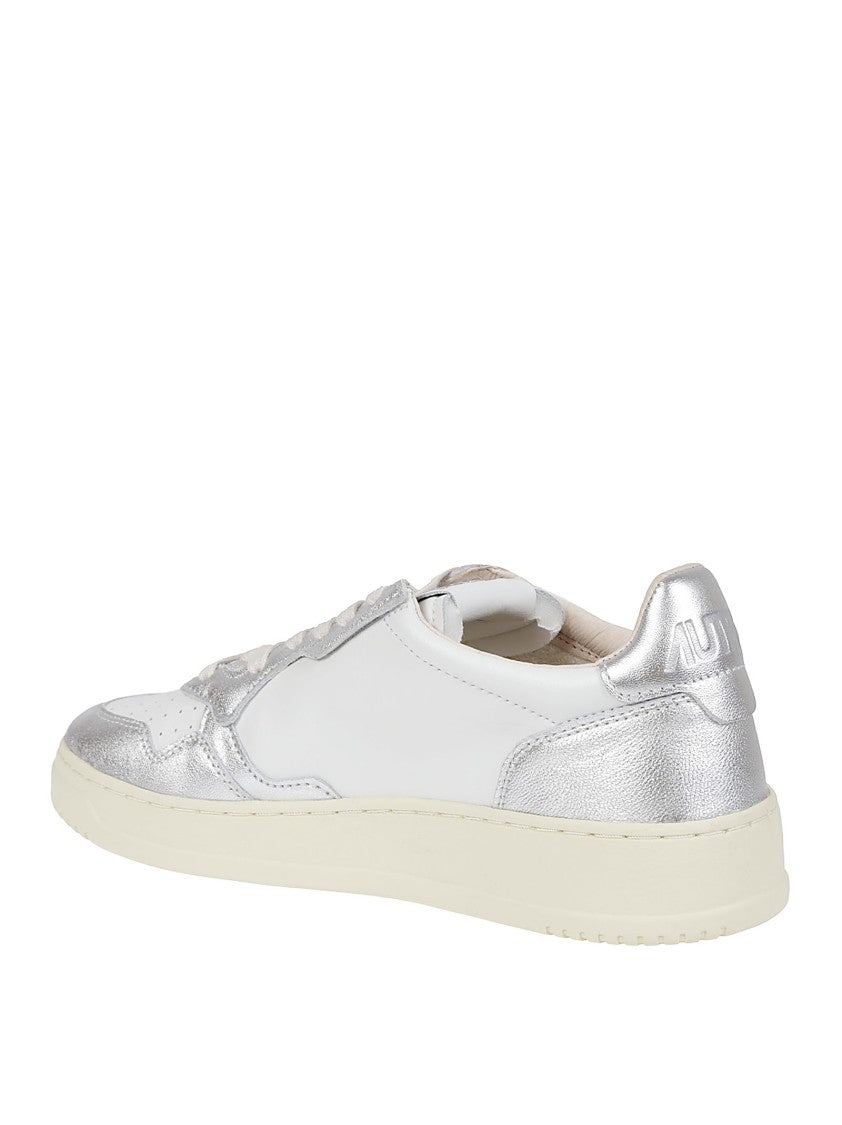 White Sneakers With Metallic Accents