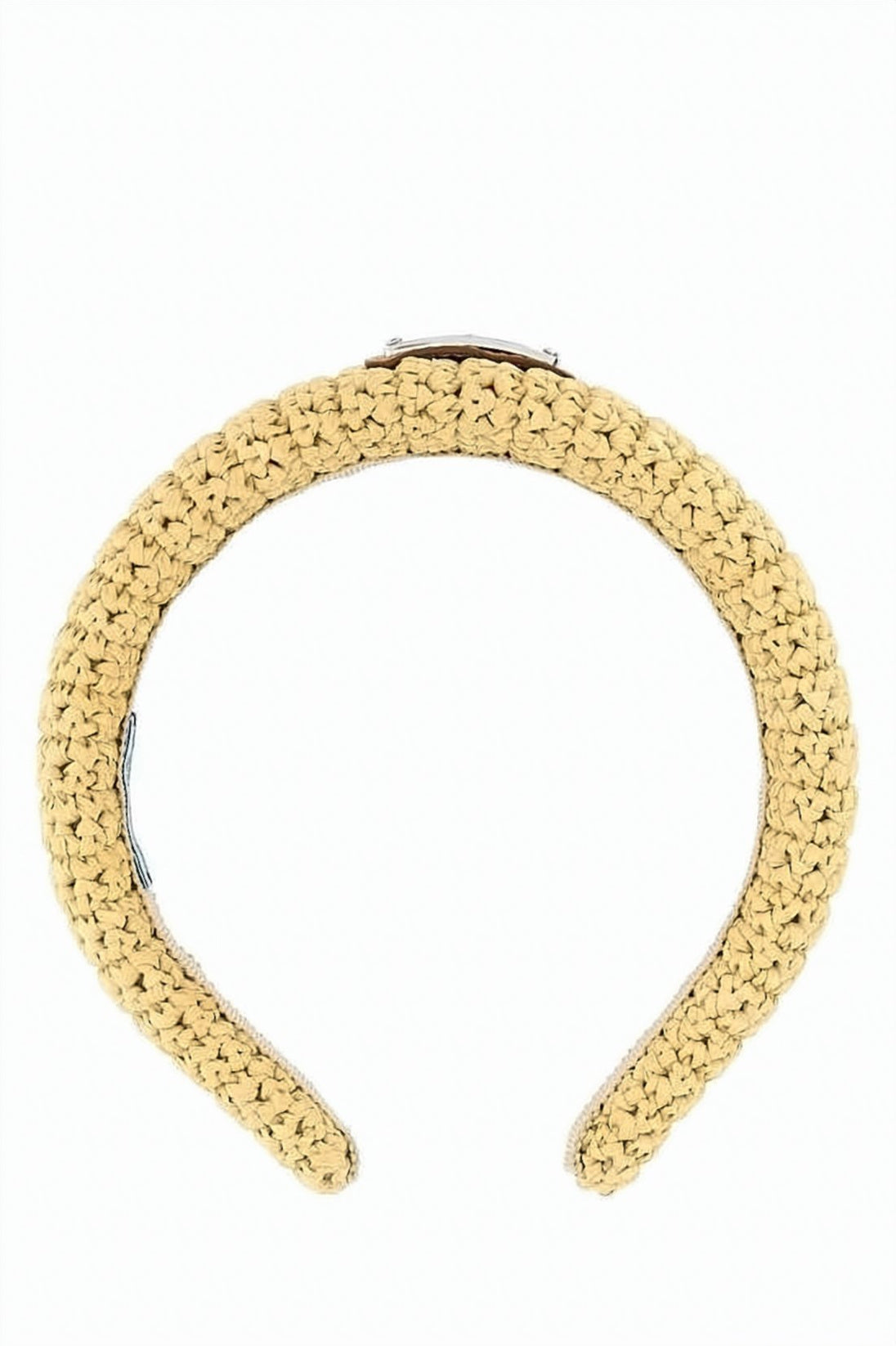 Textured Braided Polyester Headband with Triangular Logo Plaque
