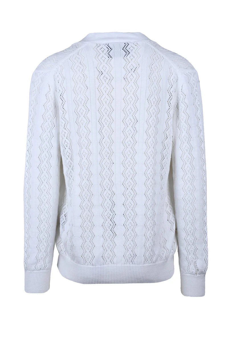 Tricot Cotton Cardigan - White